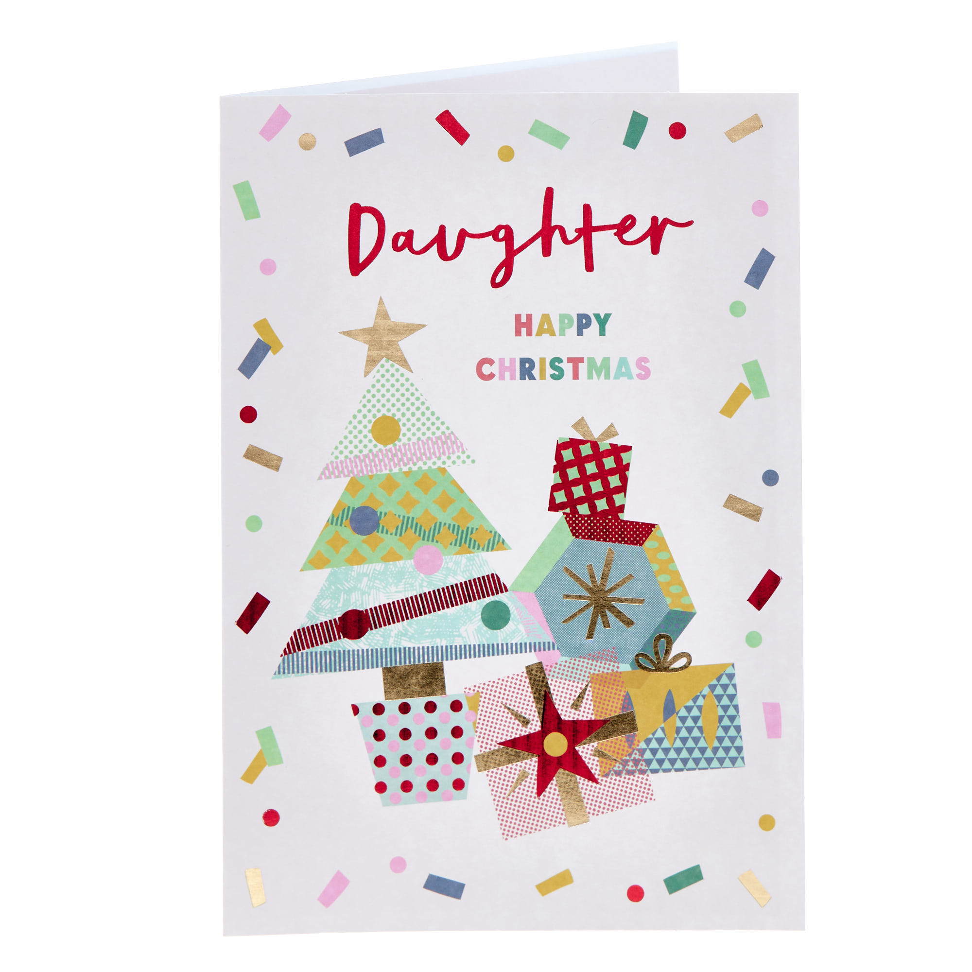 Daughter Gifts, Tree & Confetti Christmas Card