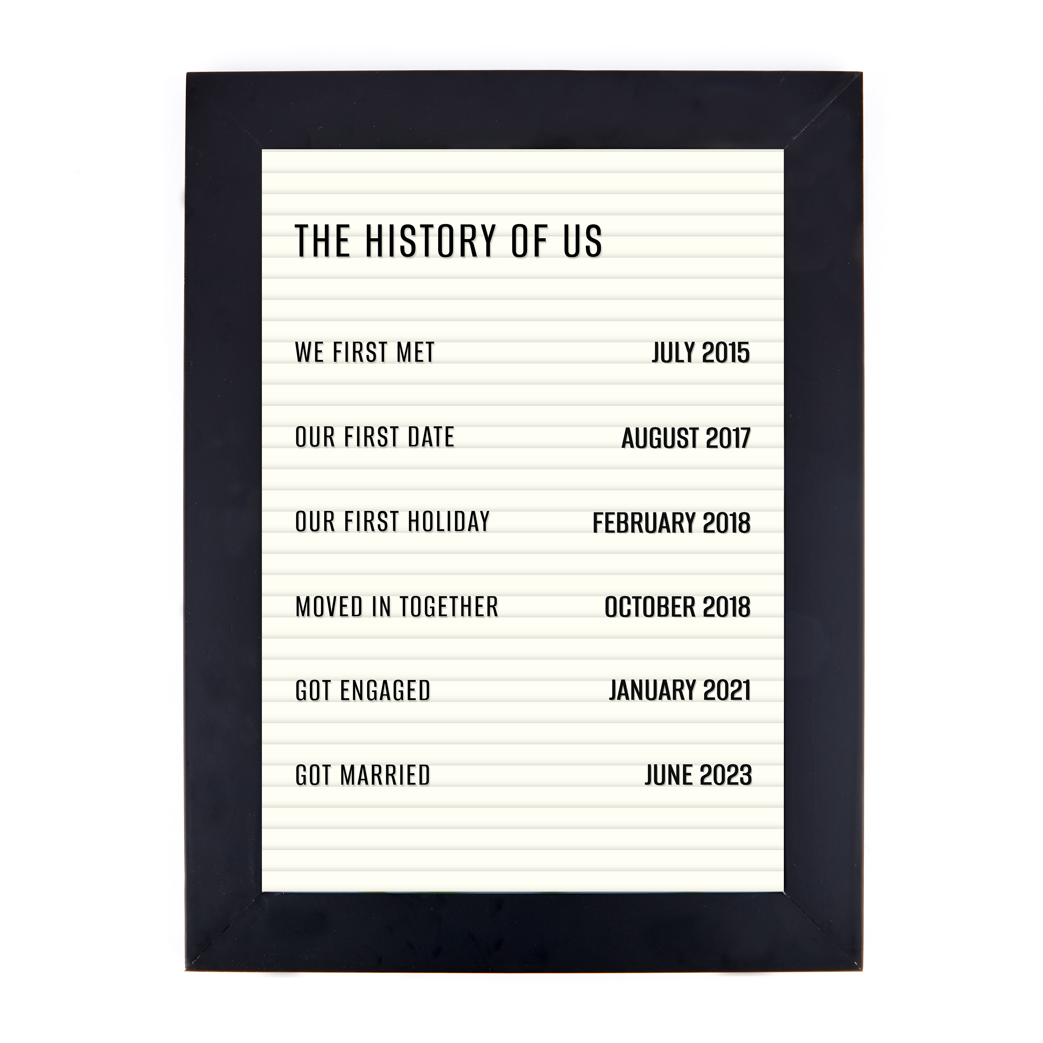Personalised Wall Art - Cream Pegboard, The History of Us