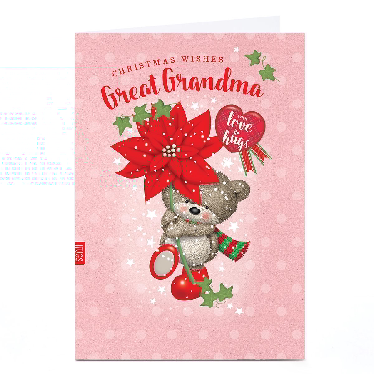 Hugs Christmas Card - Poinsettia Flower, Great Grandma
