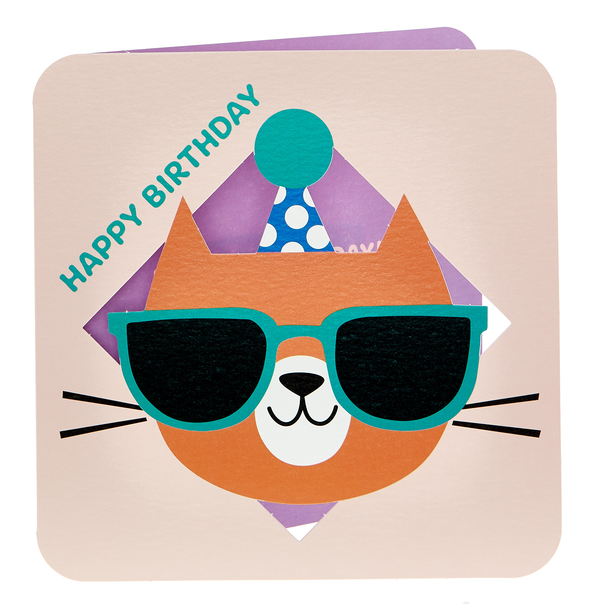 Cutouts Birthday Card - Party Cat