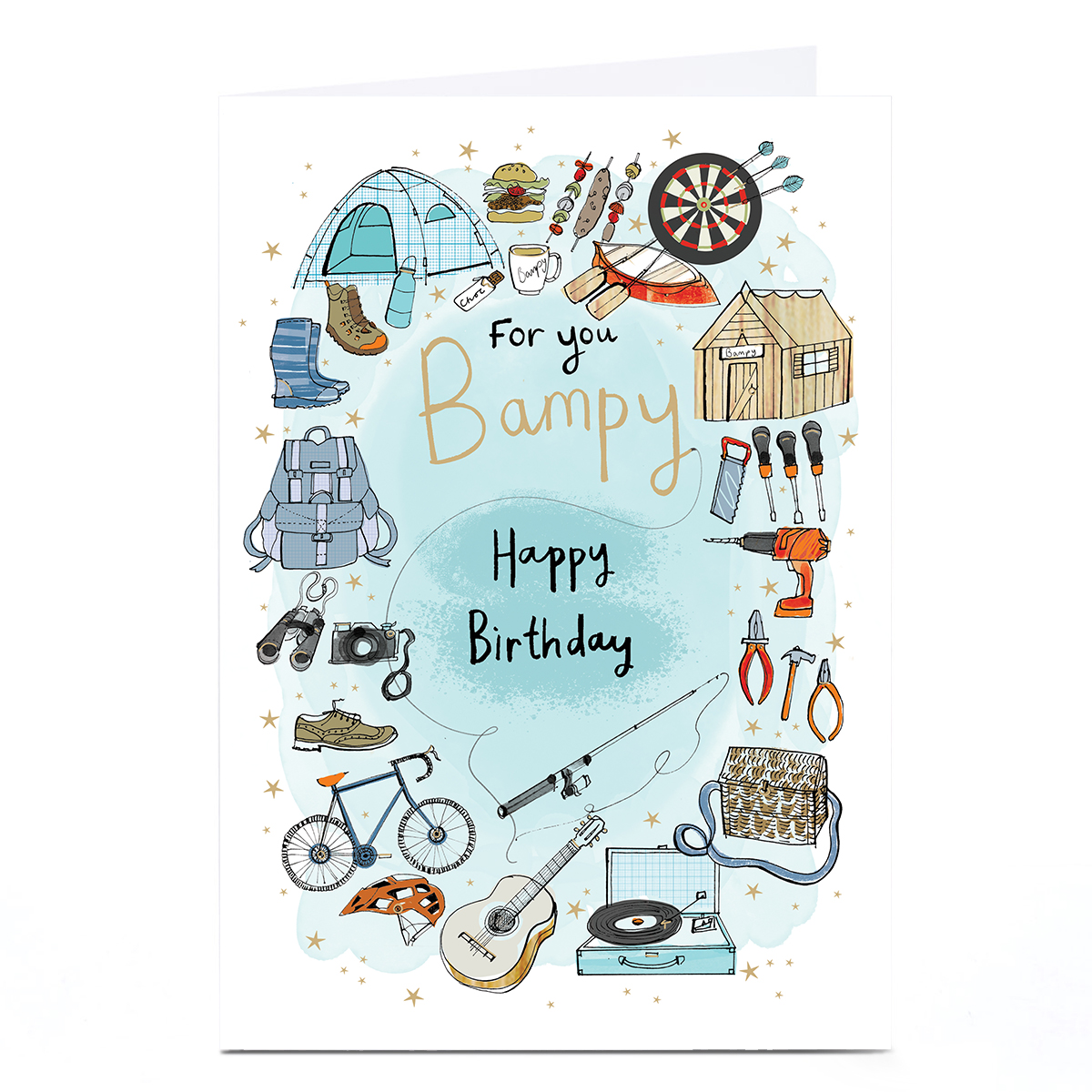 Personalised Birthday Card - Outdoorsy Hobbies, Bampy