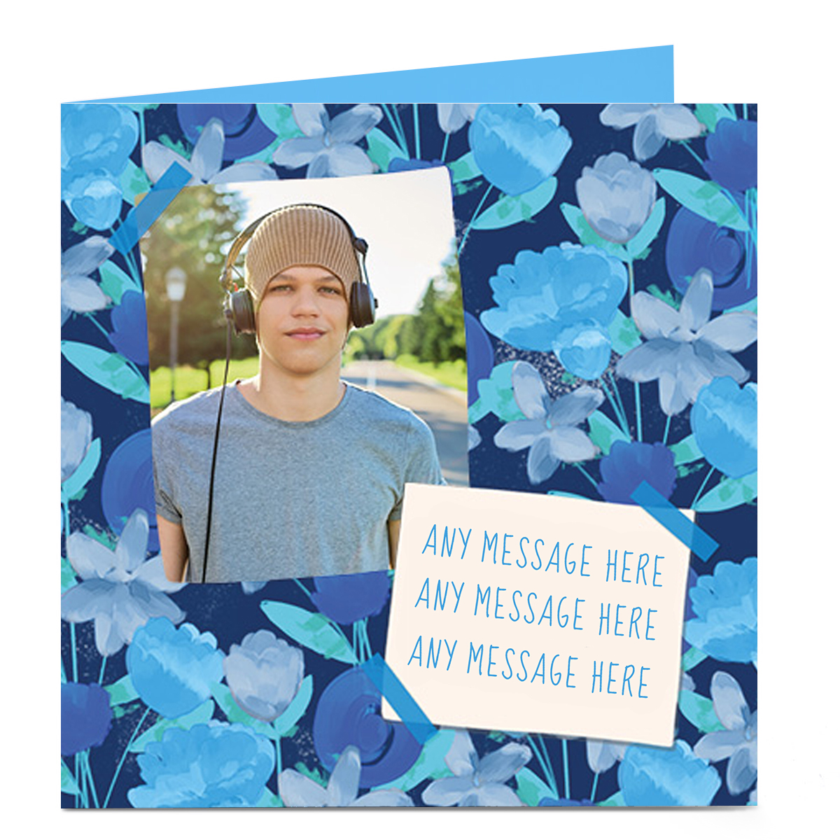 Photo Card - Blue Flowers Any Message