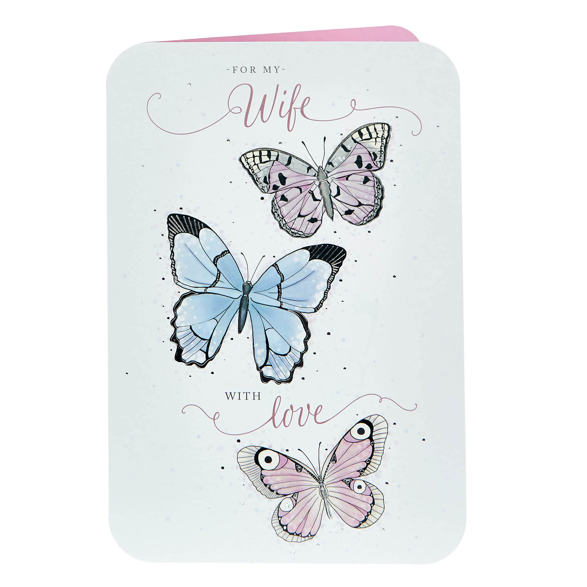 Birthday Card - Wife With Love, Butterflies