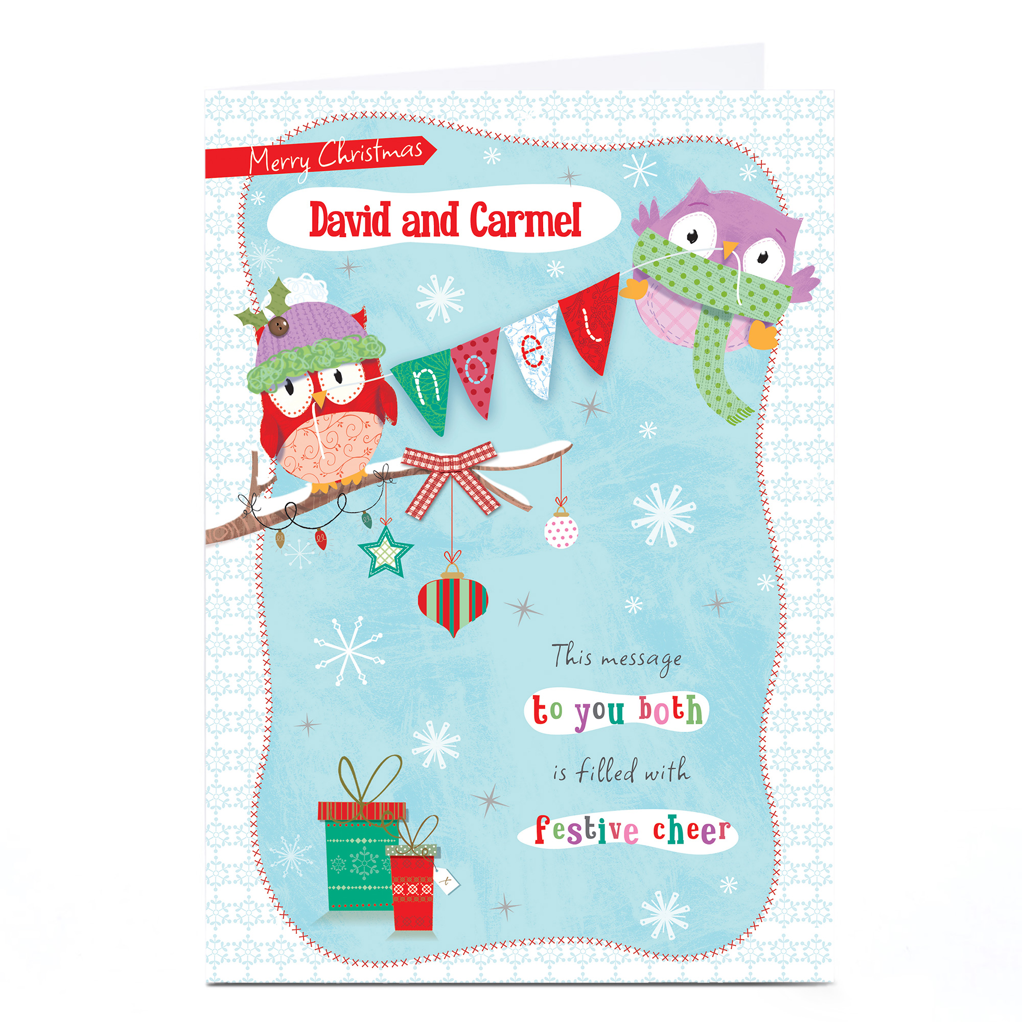 Personalised Christmas Card - Owls, To You Both