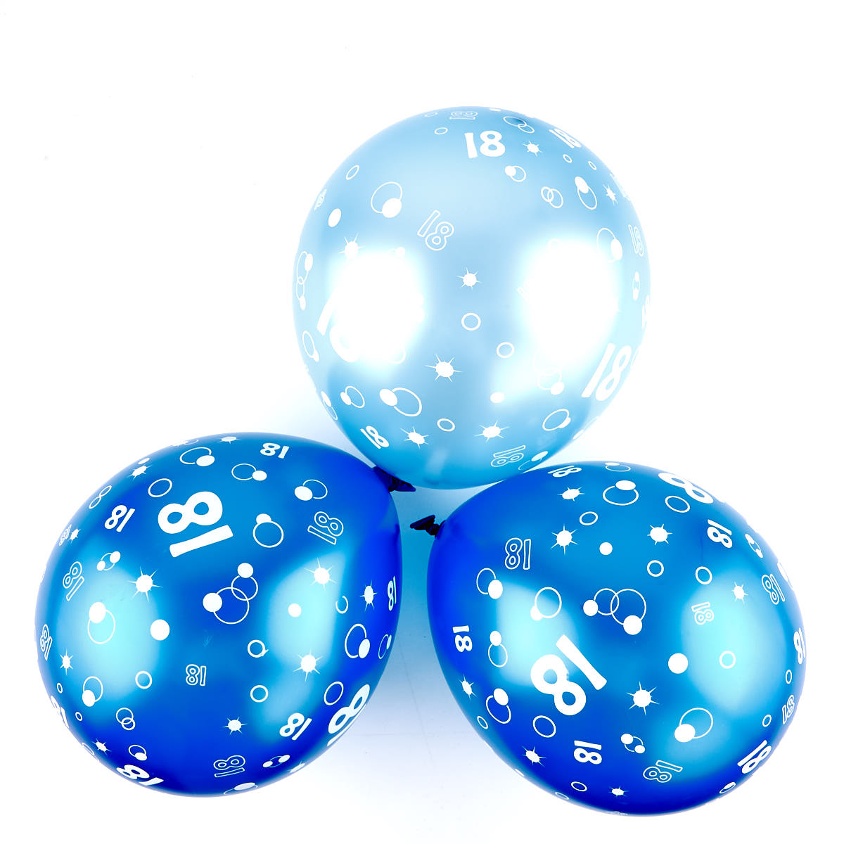 Metallic Blue Circles 18th Birthday Helium Latex Balloons - Pack Of 6