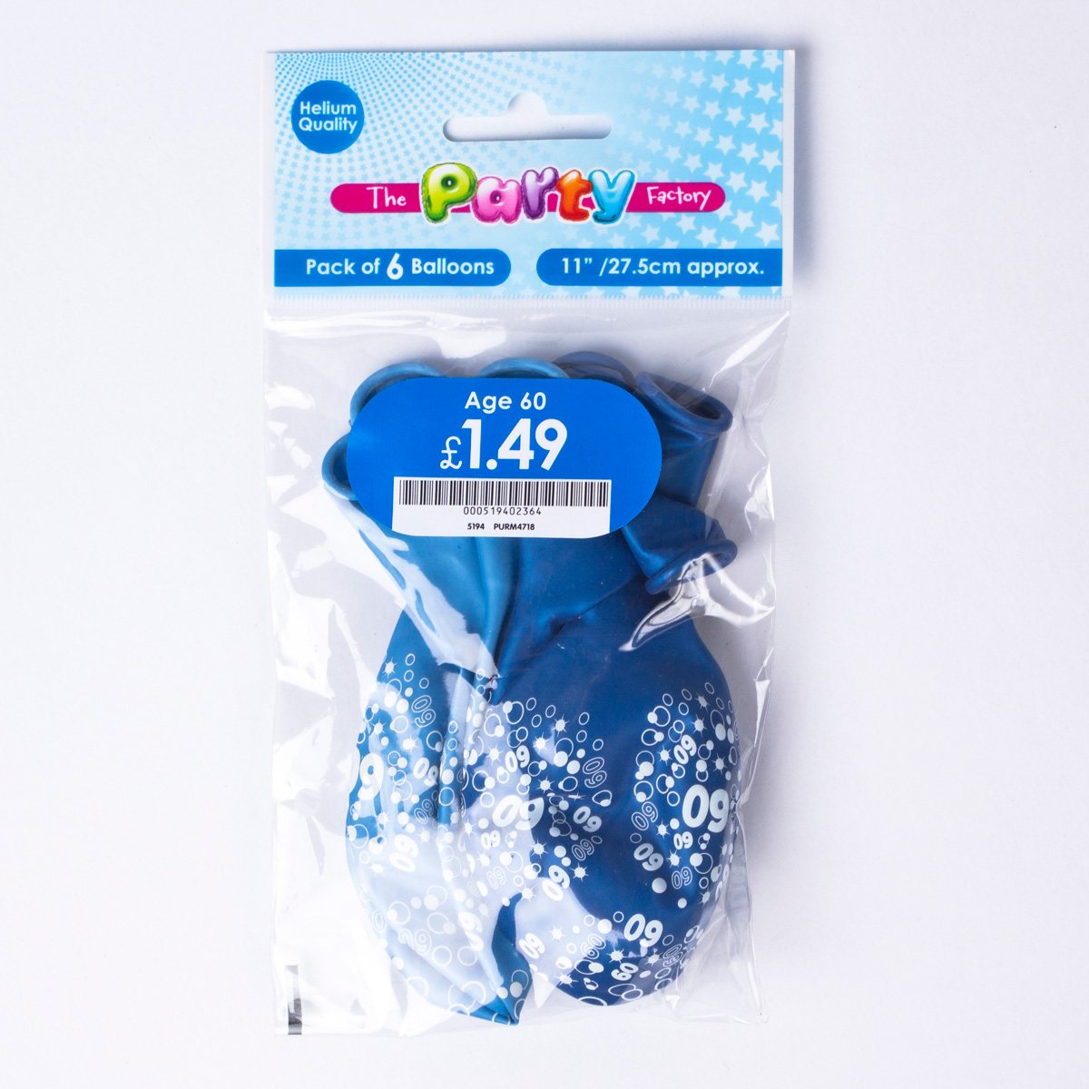 Metallic Blue Circles 60th Birthday Latex Balloons - Pack Of 6