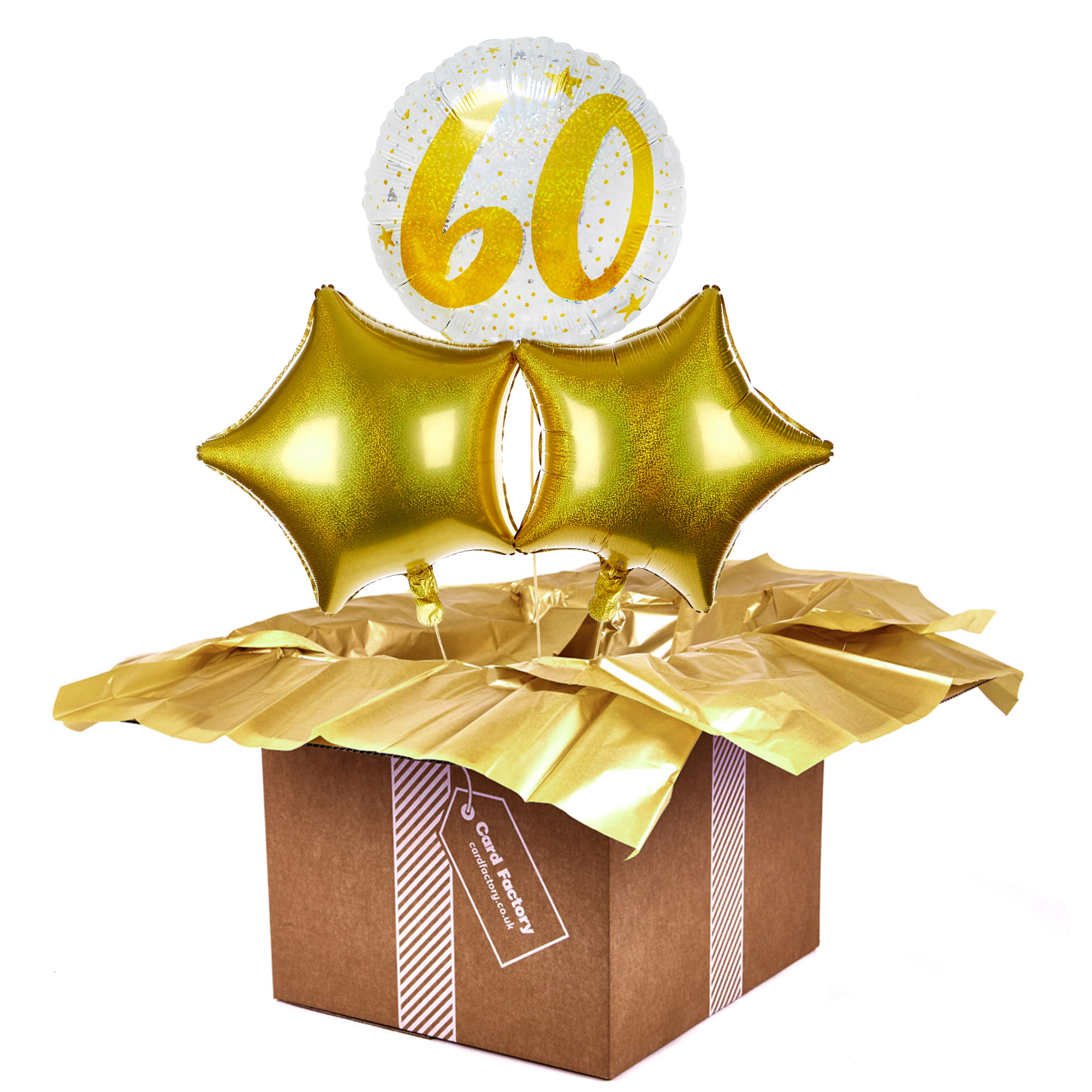 Gold & Silver 60th Birthday Balloon Bouquet - DELIVERED INFLATED!