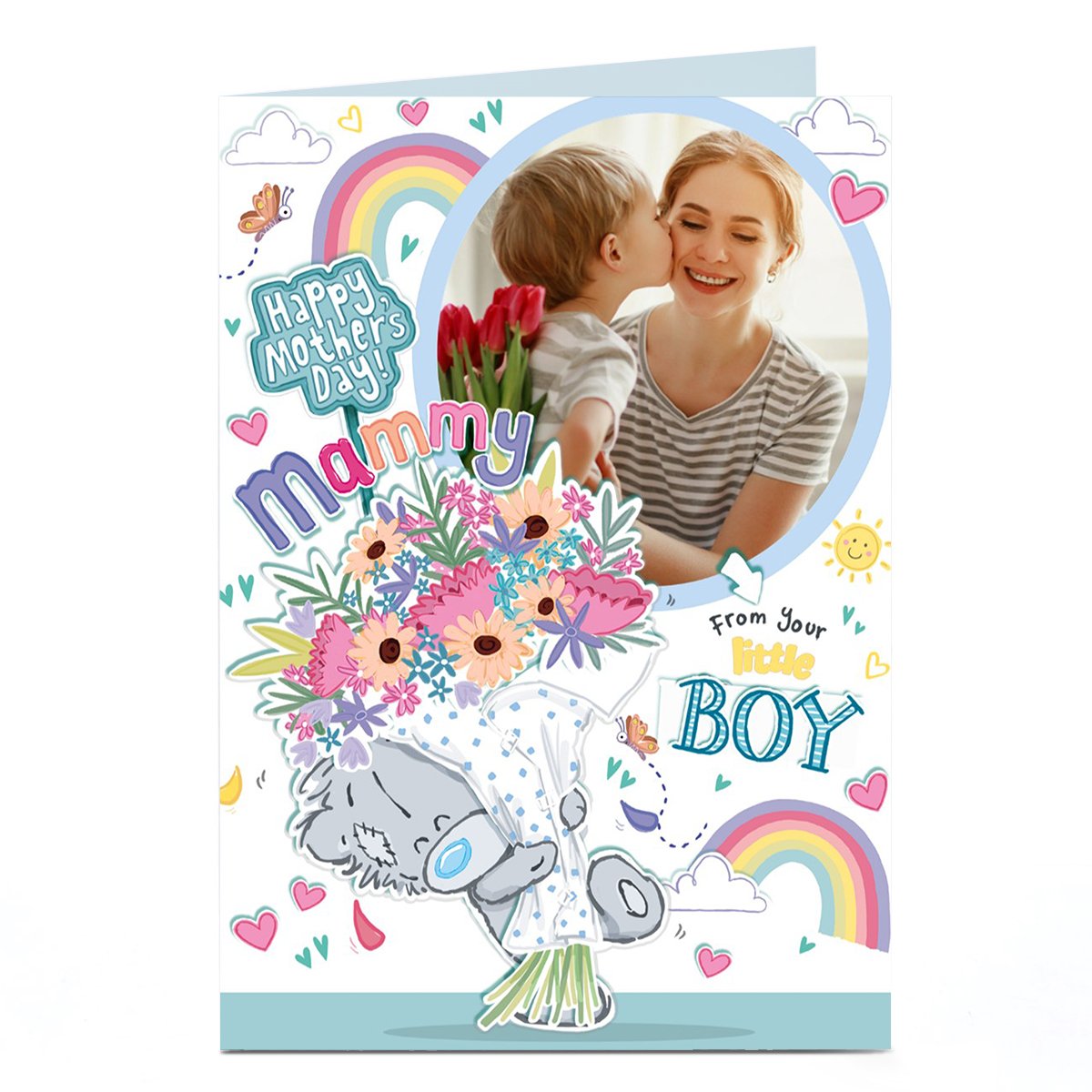 Photo Tatty Teddy Mother's Day Card - Mammy Bouquet From Your Little Boy