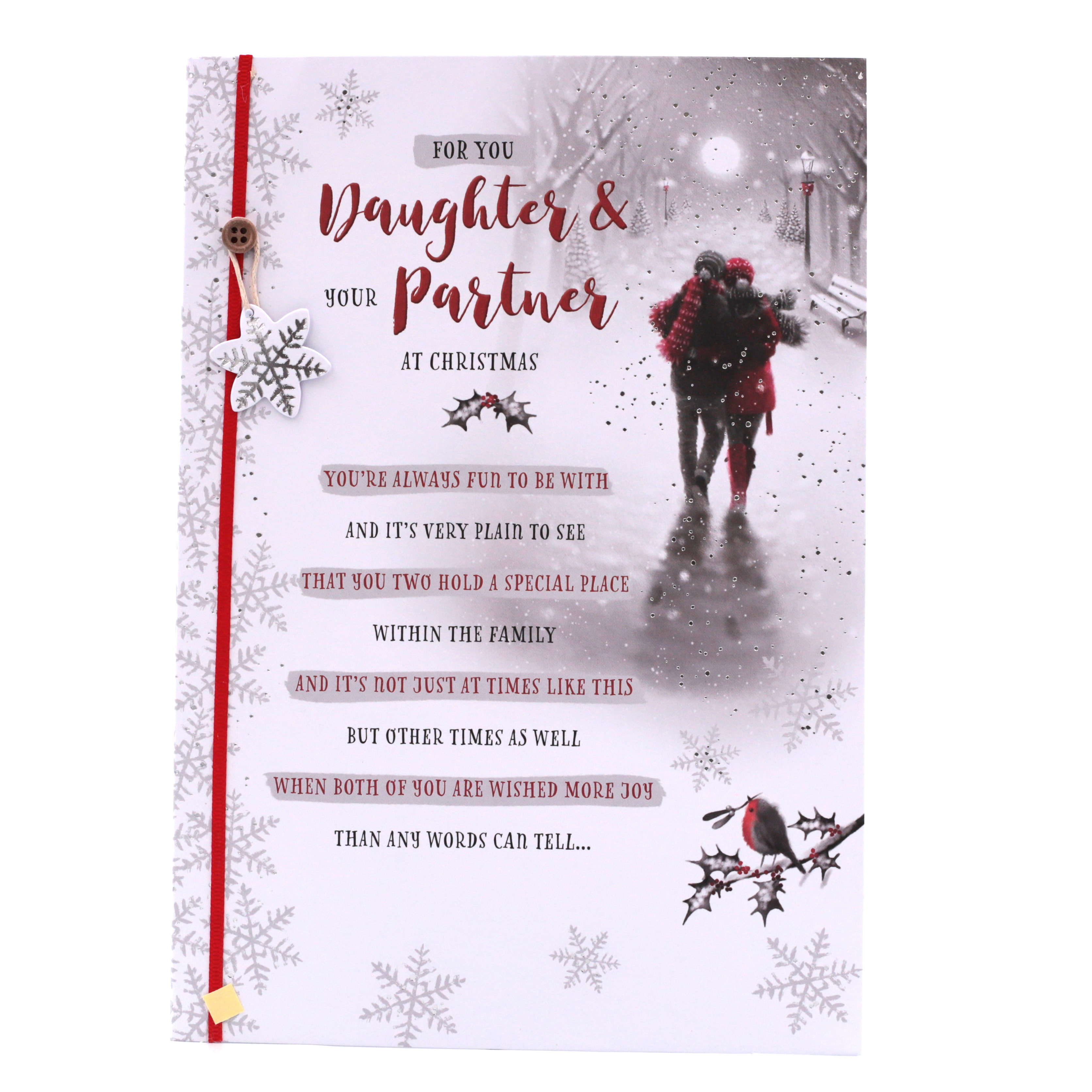 Christmas Card - Daughter And Partner, Couple Walking In The Snow