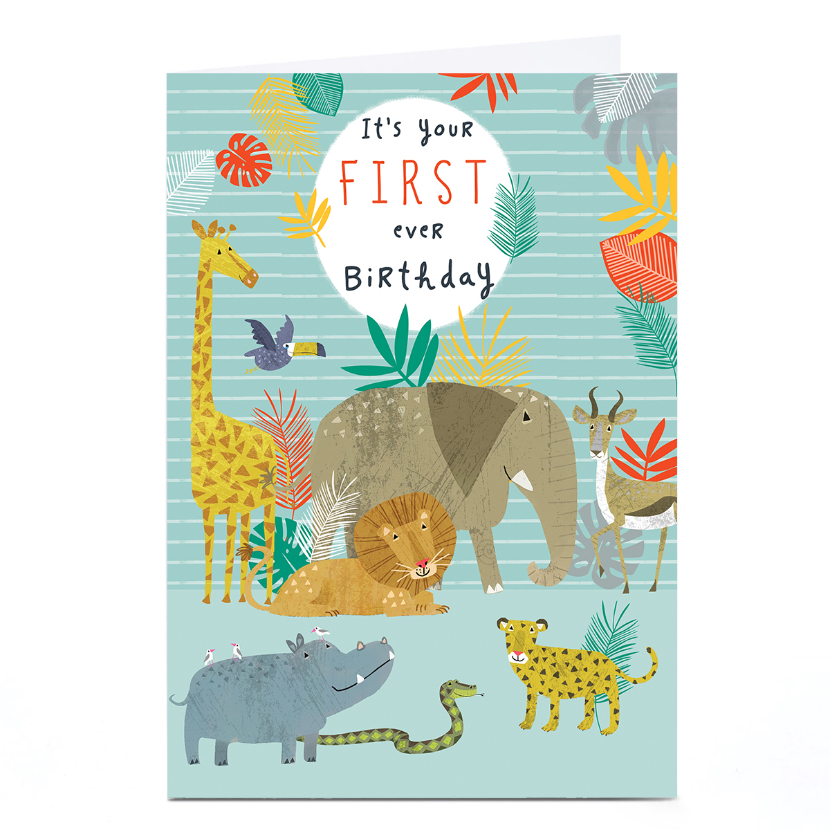Personalised 1st Birthday Card - Zoo Animals, First Ever Birthday