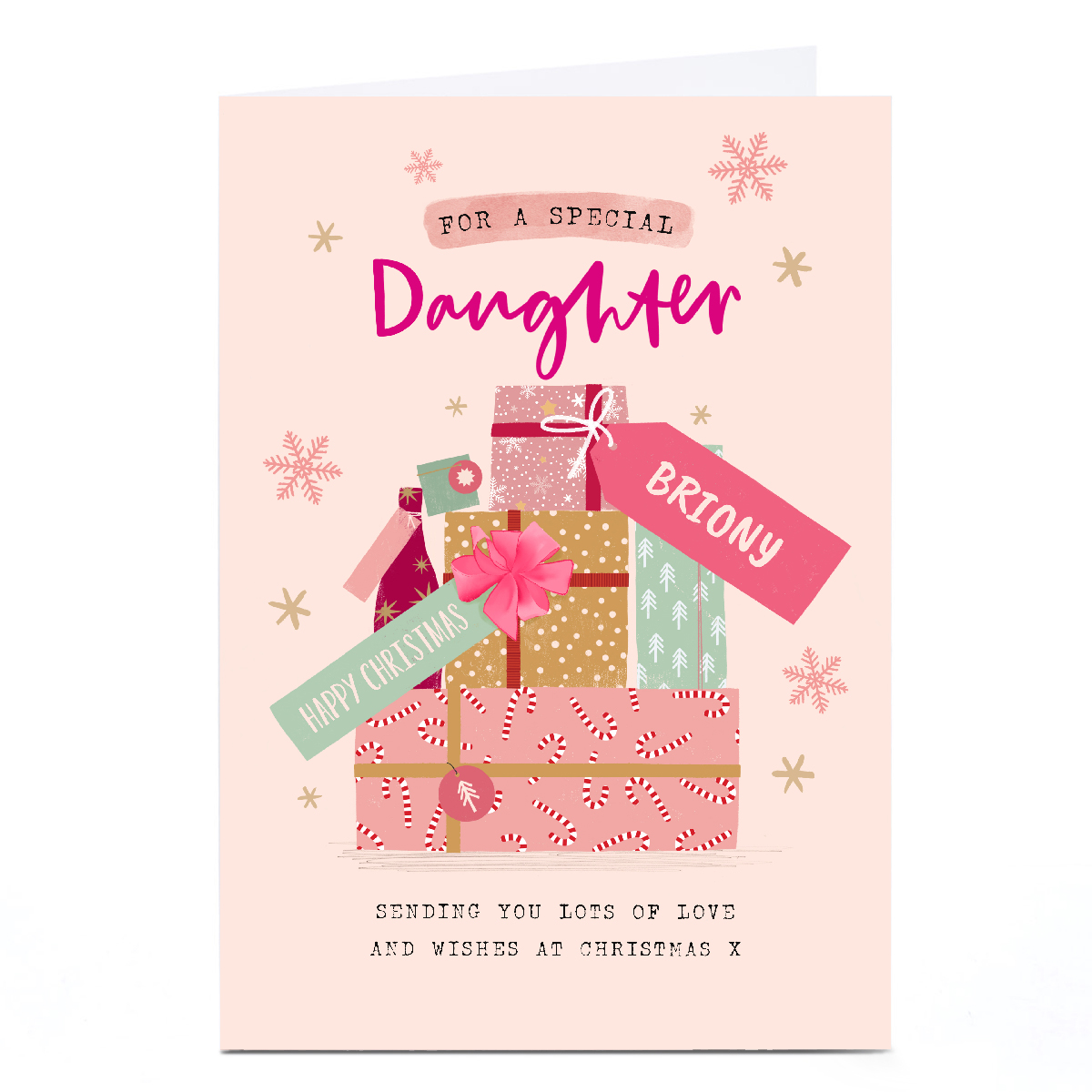 Personalised Christmas Card - Pink Present Pile, Daughter