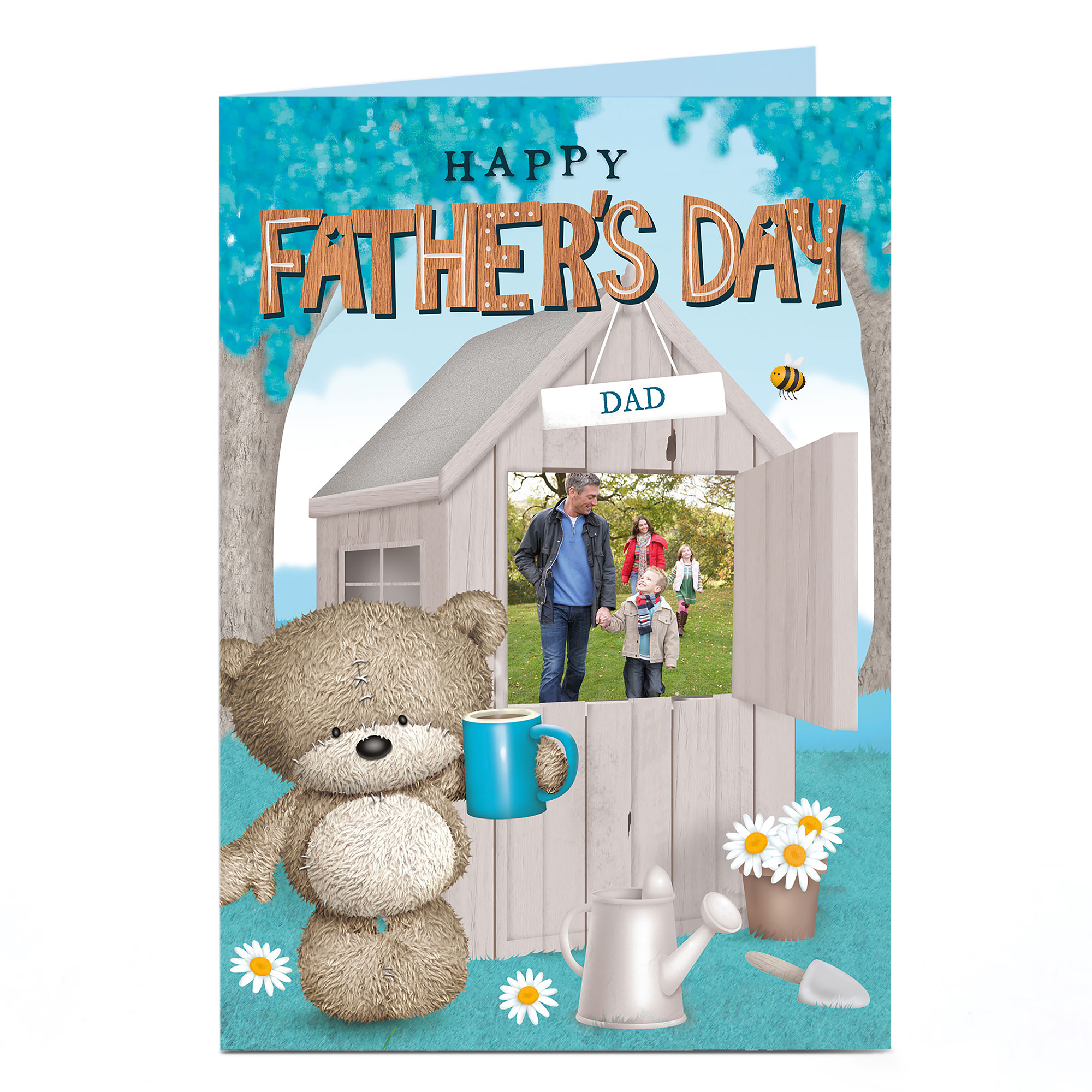 Hugs Photo Father's Day Card - Bear With Brew And Shed