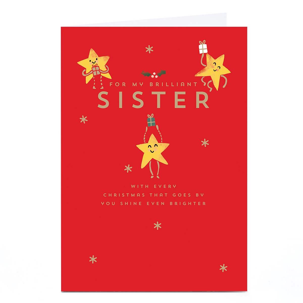Personalised Christmas Card - Shine Brighter Every Christmas Star, Sister
