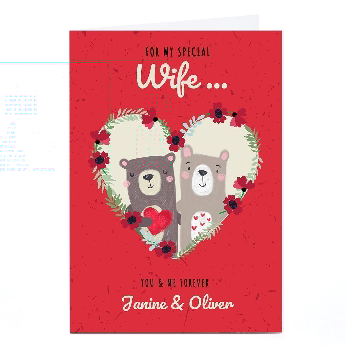 Personalised Bev Hopwood Valentine's Day Card - You & Me Bears