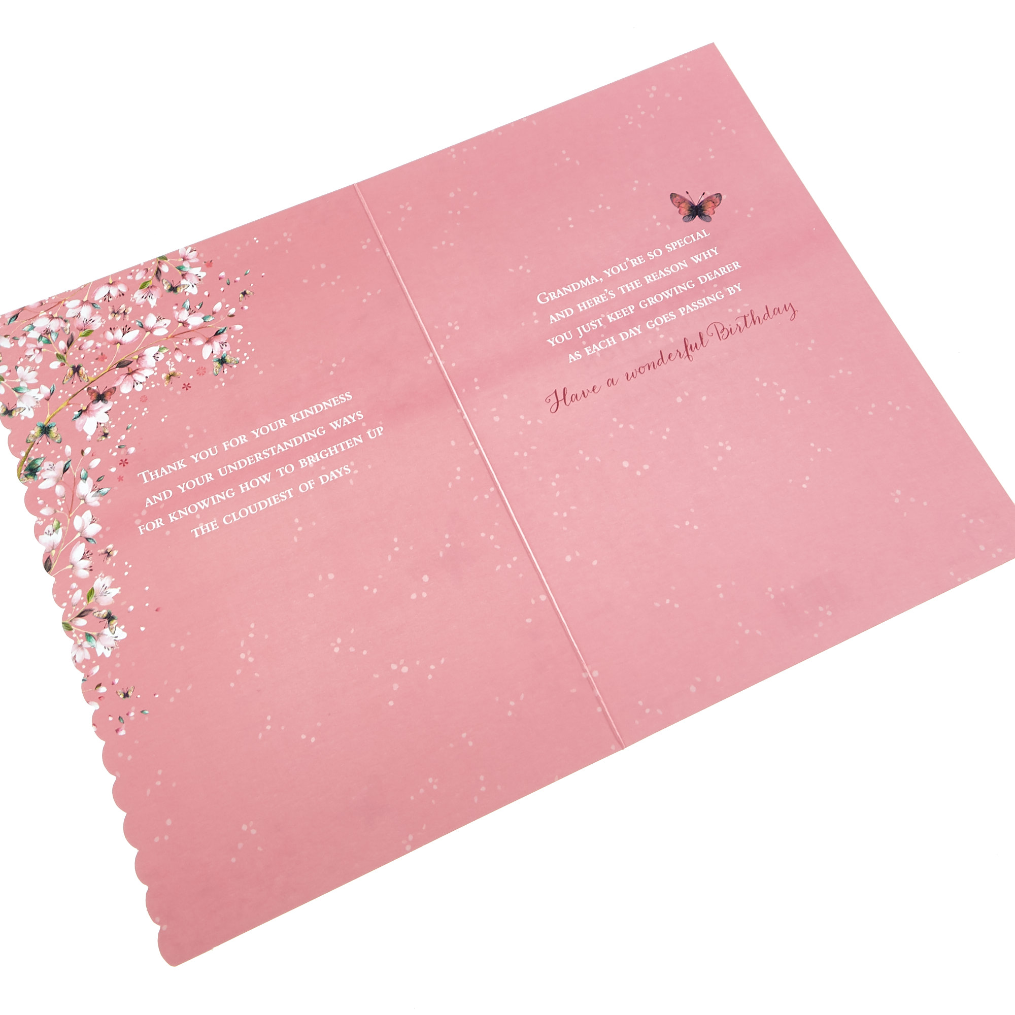 Personalised Thank You Card - Pink Roses & Lace