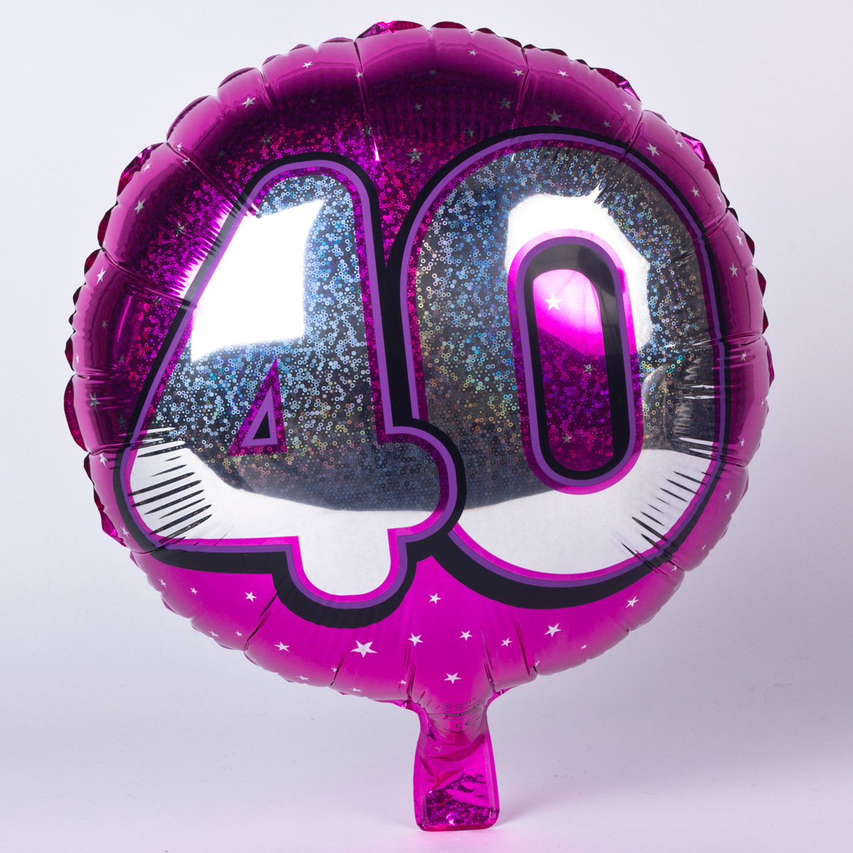 Holographic Pink Age 40 18-Inch Foil Helium Balloon