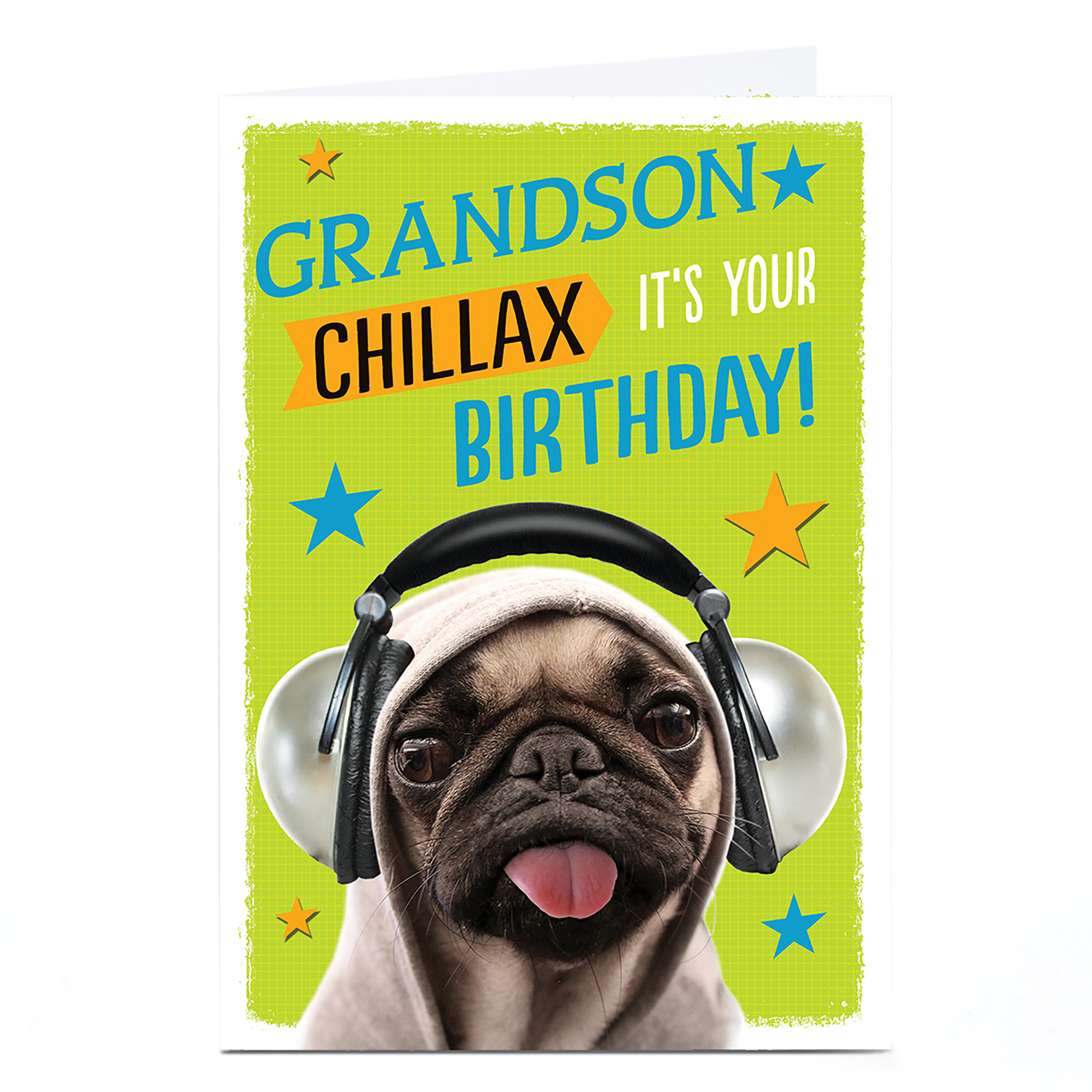 Personalised Birthday Card - Chillax Pug