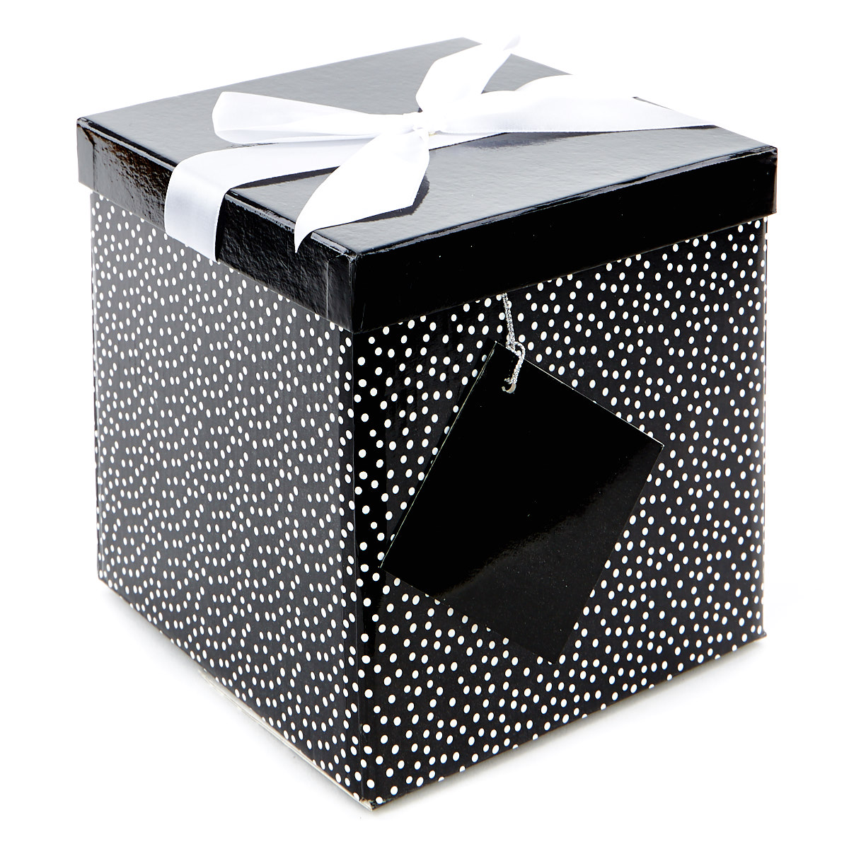 Medium Flat-Pack Gift Box - Black And White Polka Dots