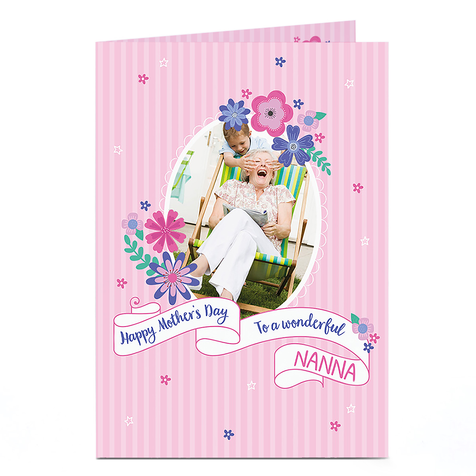 Photo Mother's Day Card - Nanna, Pink and Blue