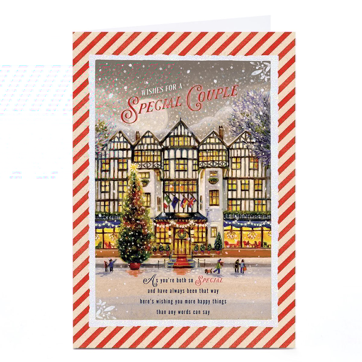 Personalised Christmas Card - Snowy Town Scene, Special Couple