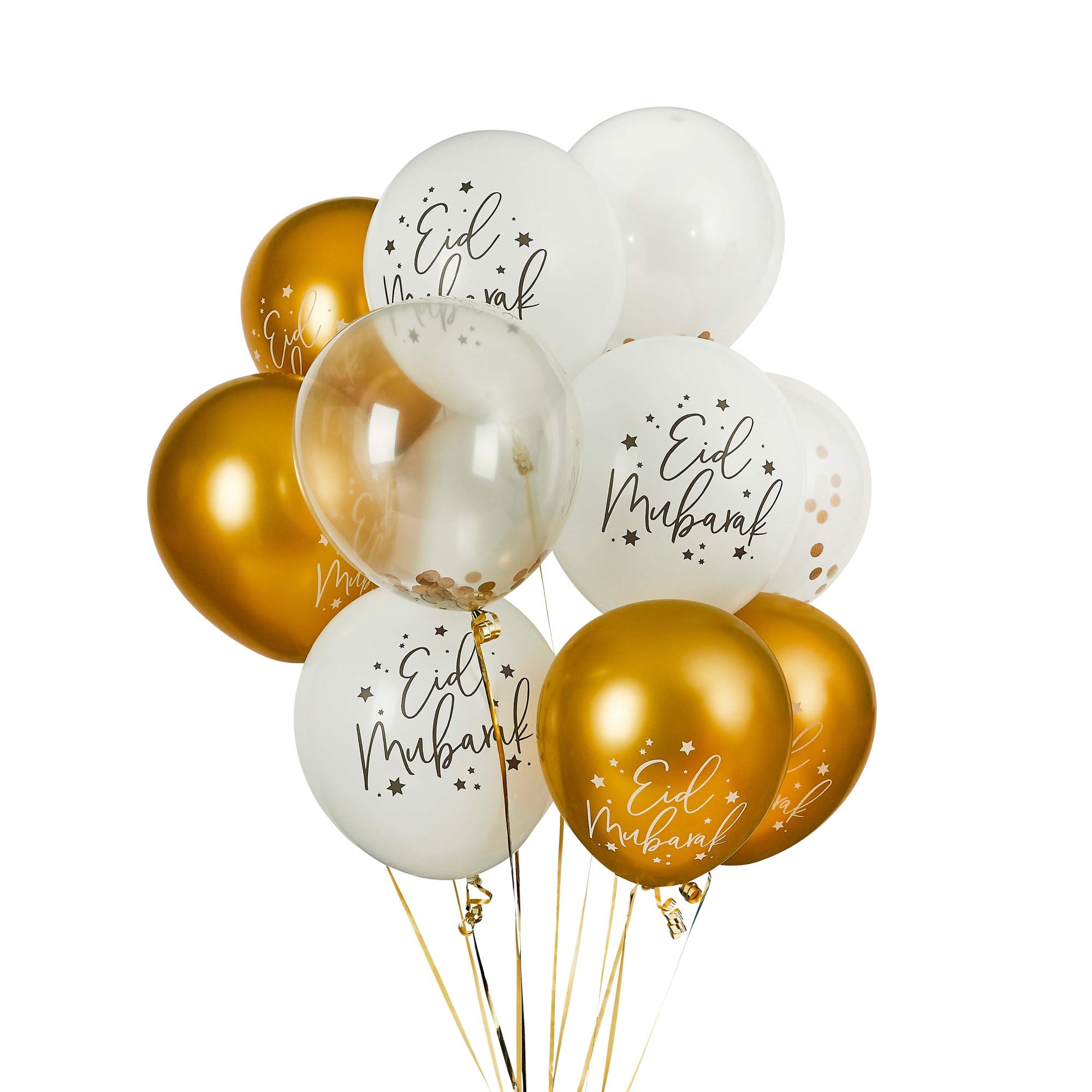 Eid Mubarak 12-Inch Latex Balloon Bundle - Pack of 12