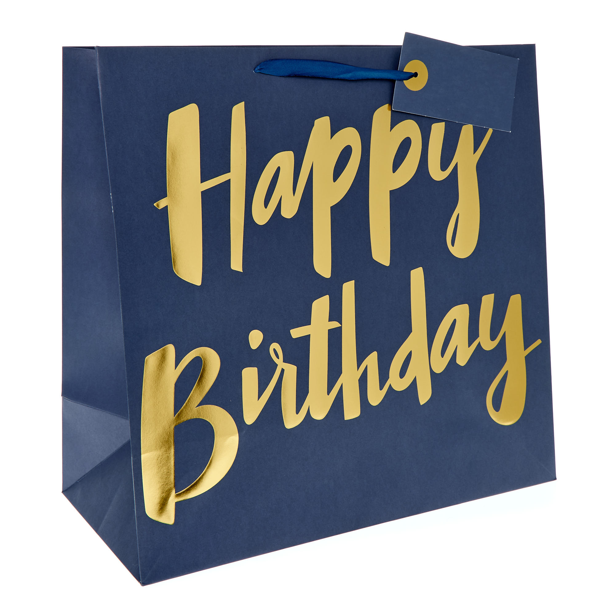 Extra Large Square Gift Bag - Blue, Happy Birthday