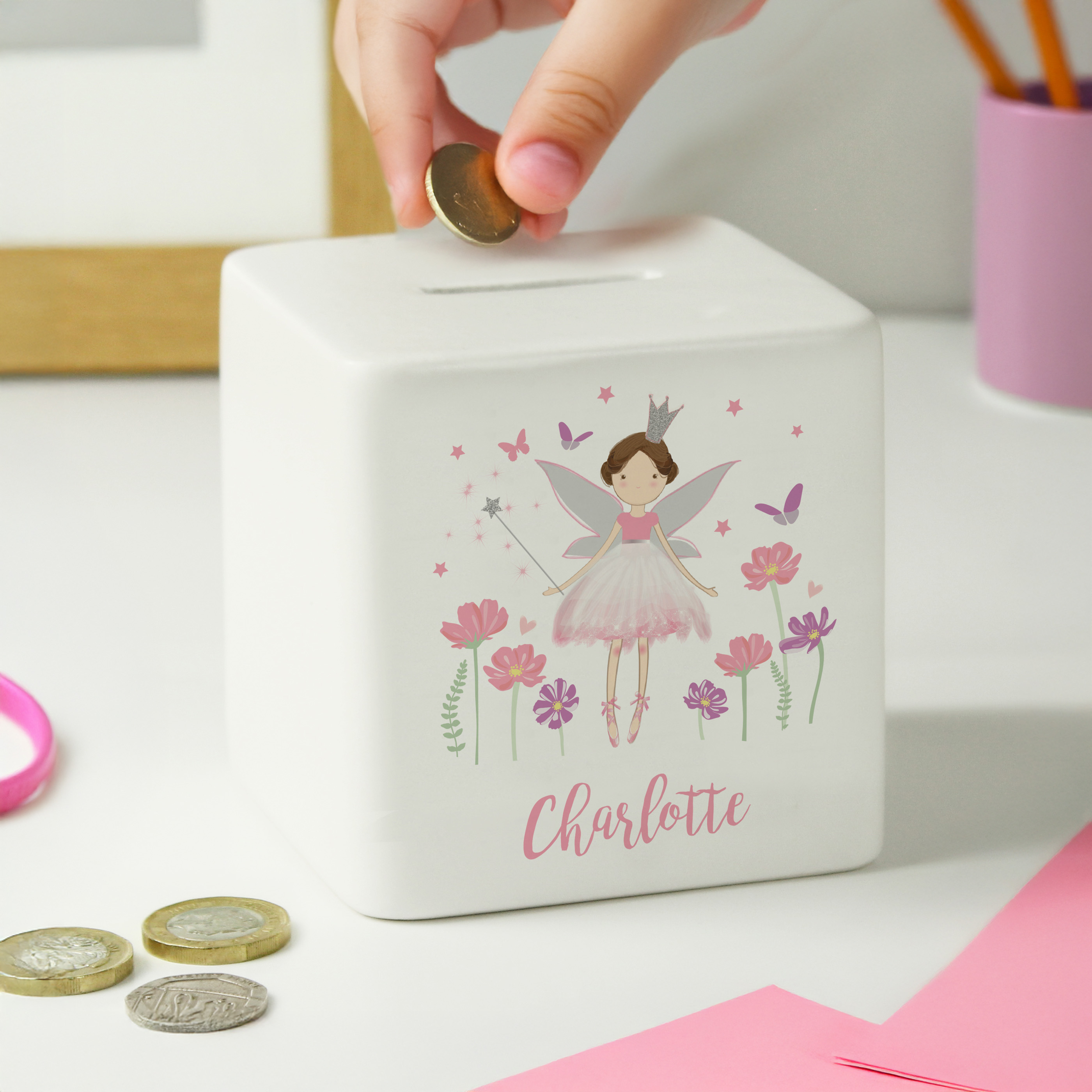 Image of Personalised Fairy Princess Ceramic Money Box