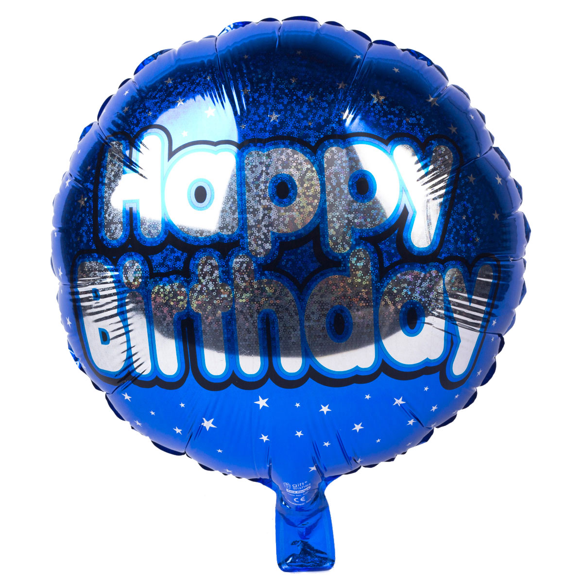 Holographic Blue Happy Birthday 18-Inch Foil Helium Balloon