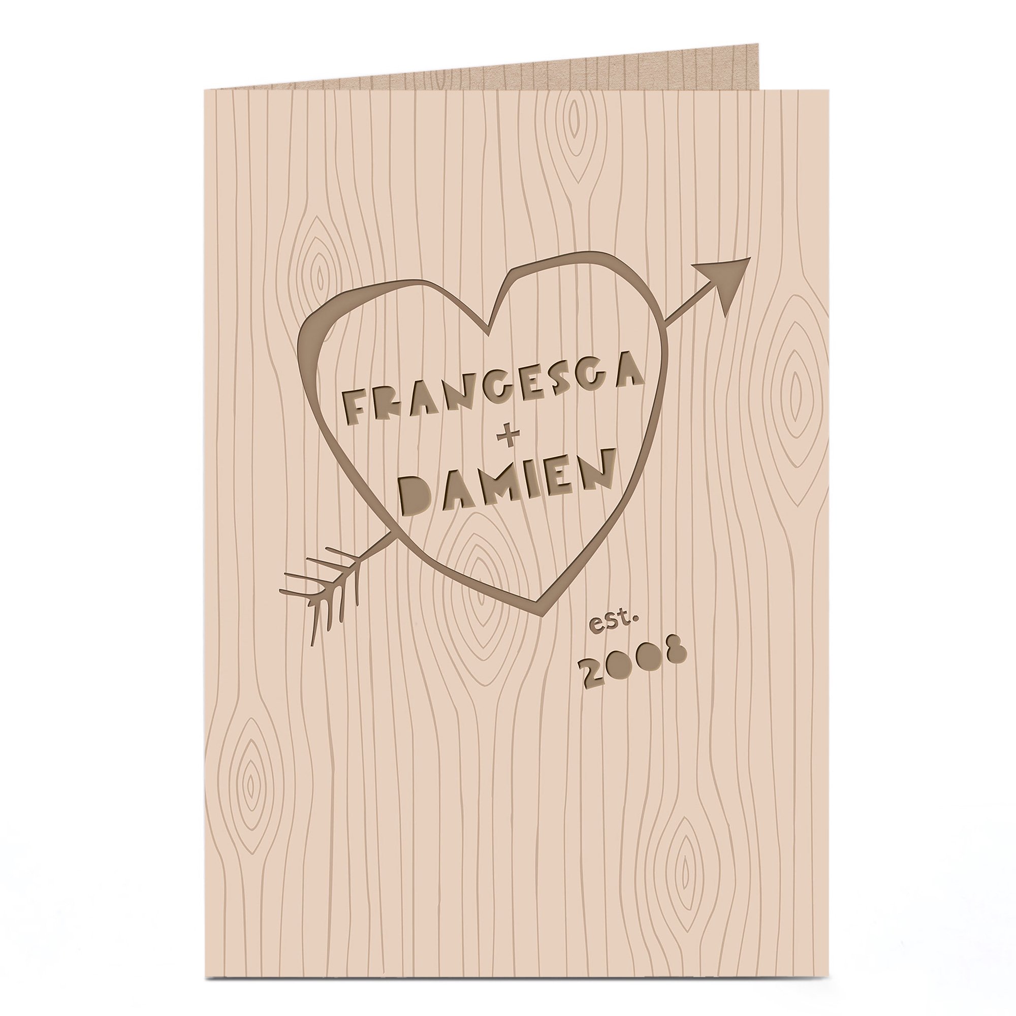 Personalised Card - Carved Love Heart