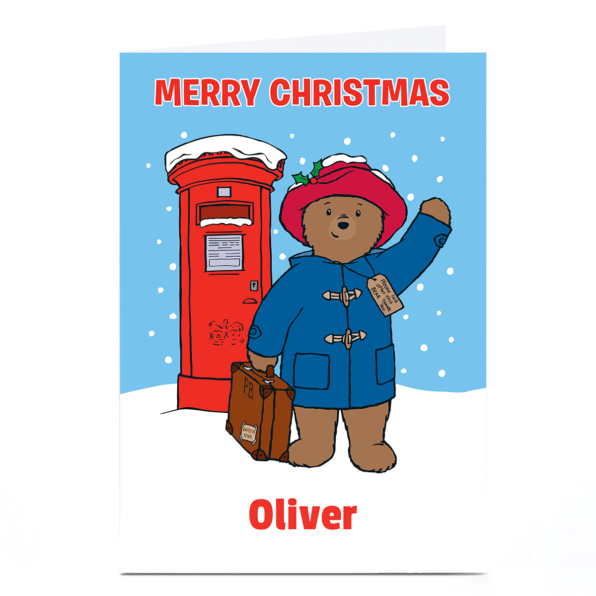 Personalised Paddington Bear Christmas Card 