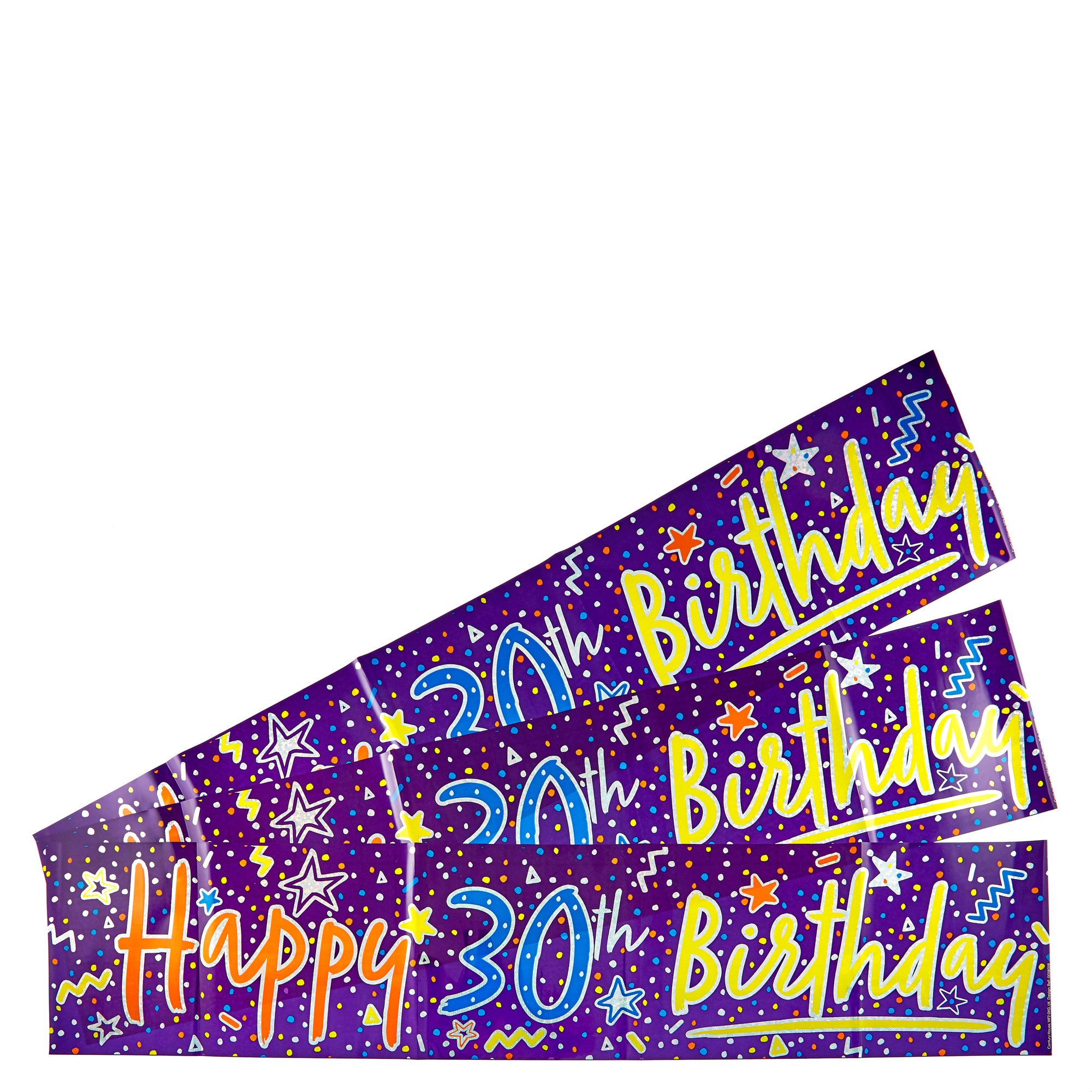 Holographic 30th Birthday Party Banners - Pack Of 3 