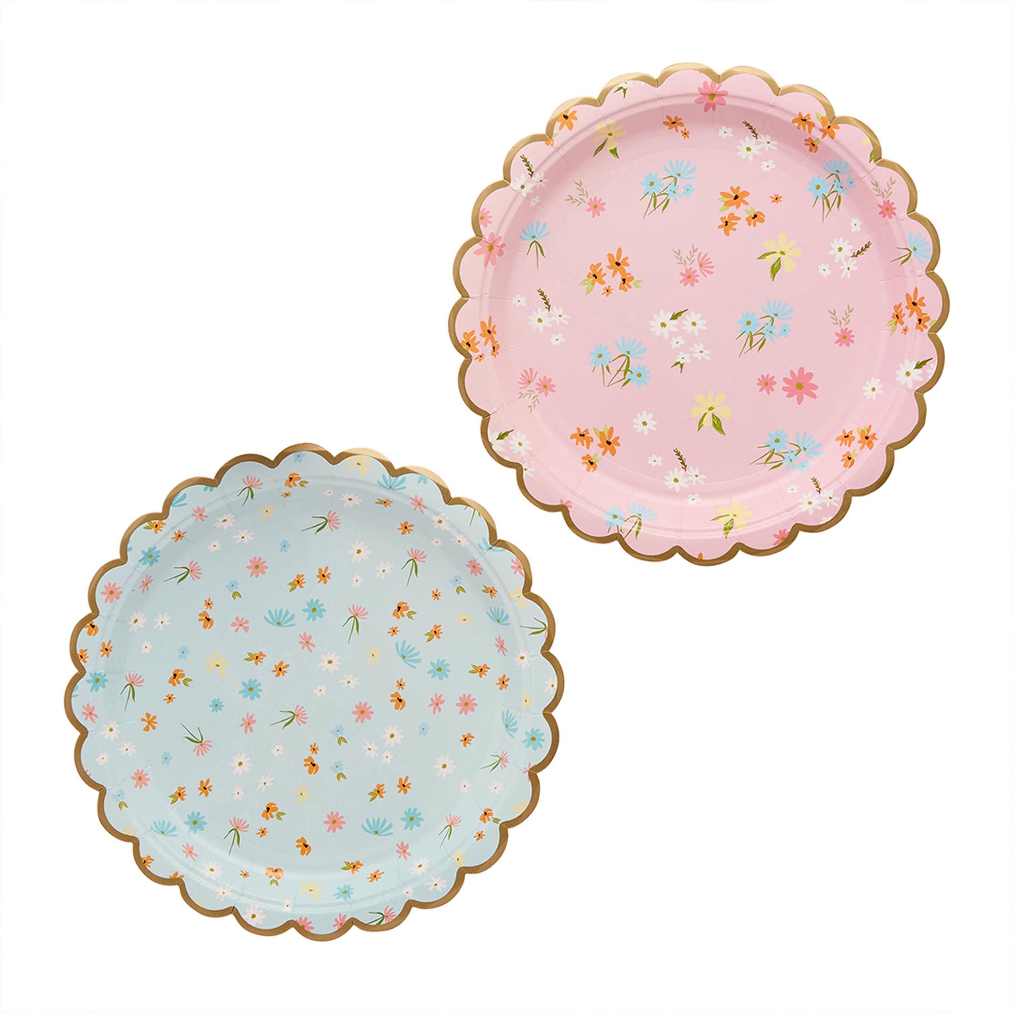 Floral Scalloped Paper Plates - Pack of 8