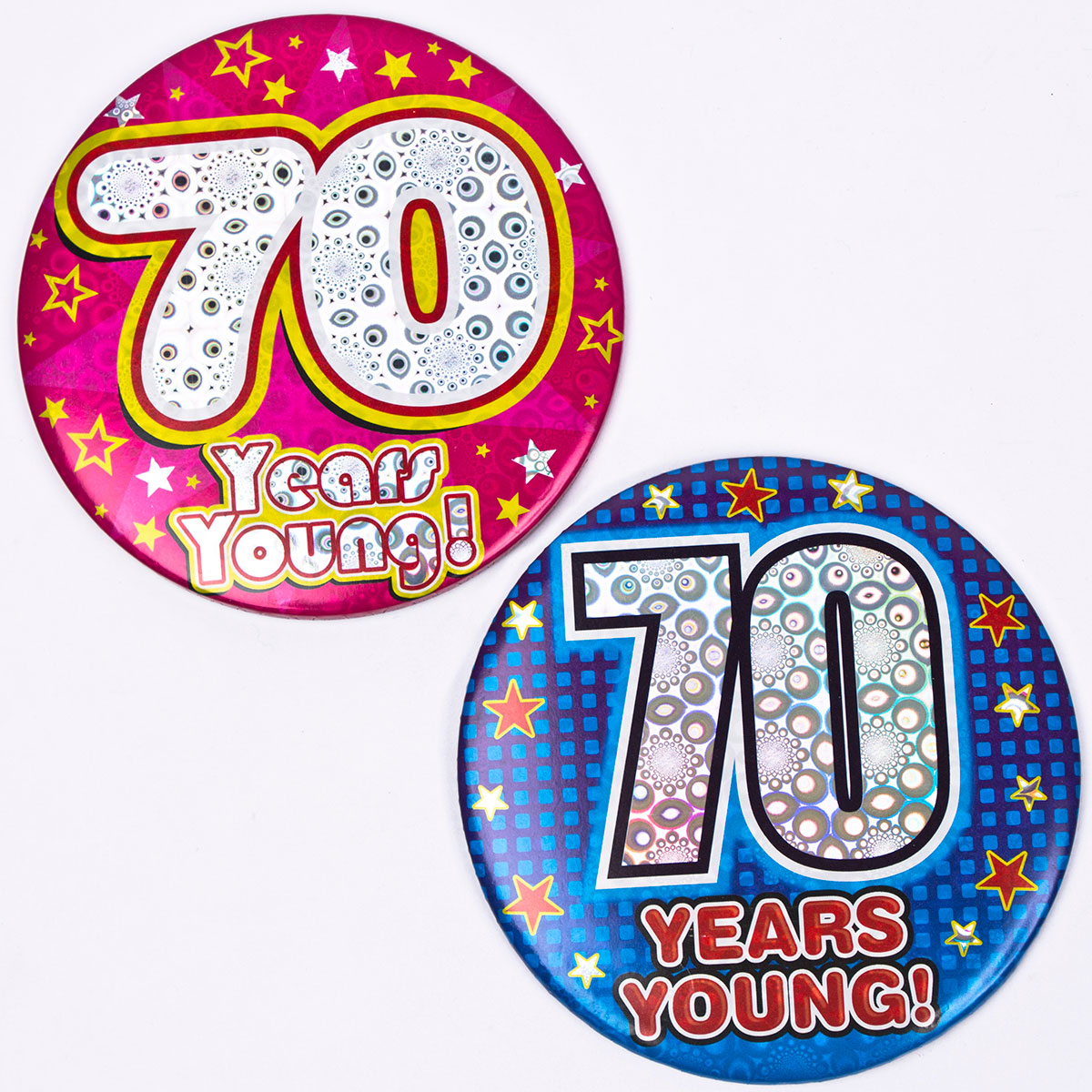 Holographic Age 70 Giant Birthday Badge