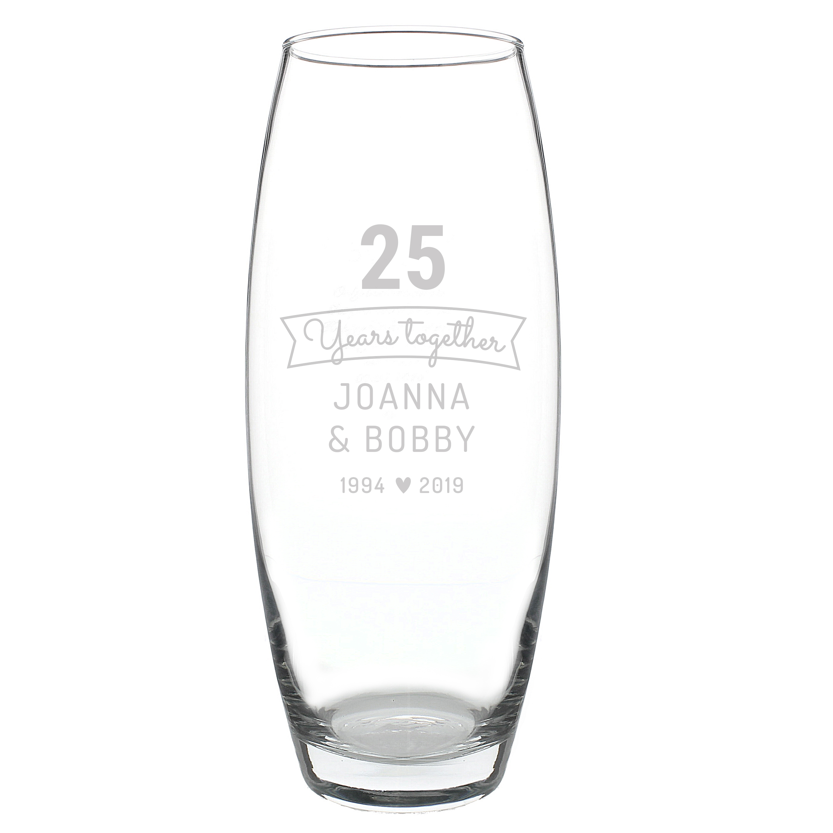 Personalised Anniversary Glass Vase - Years Together 