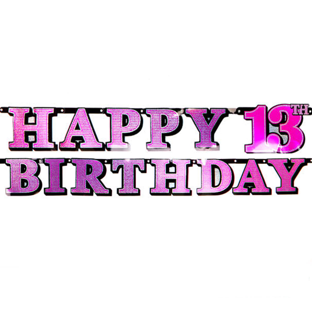 Pink Holographic 13th Birthday Banner
