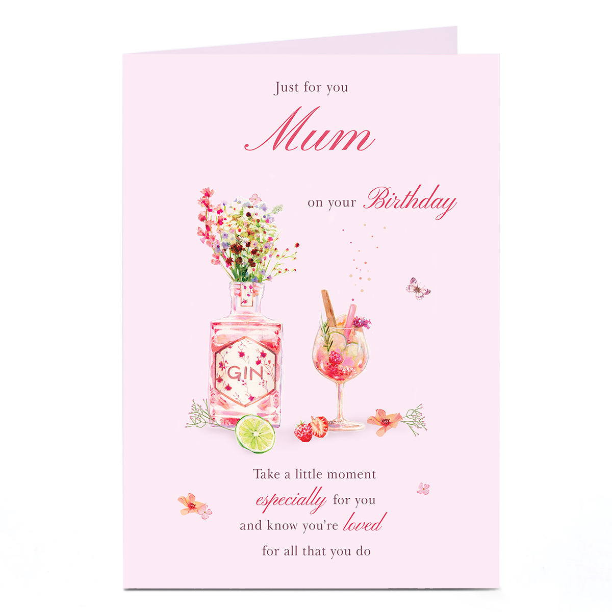 Personalised Birthday Card - Flowers & Gin