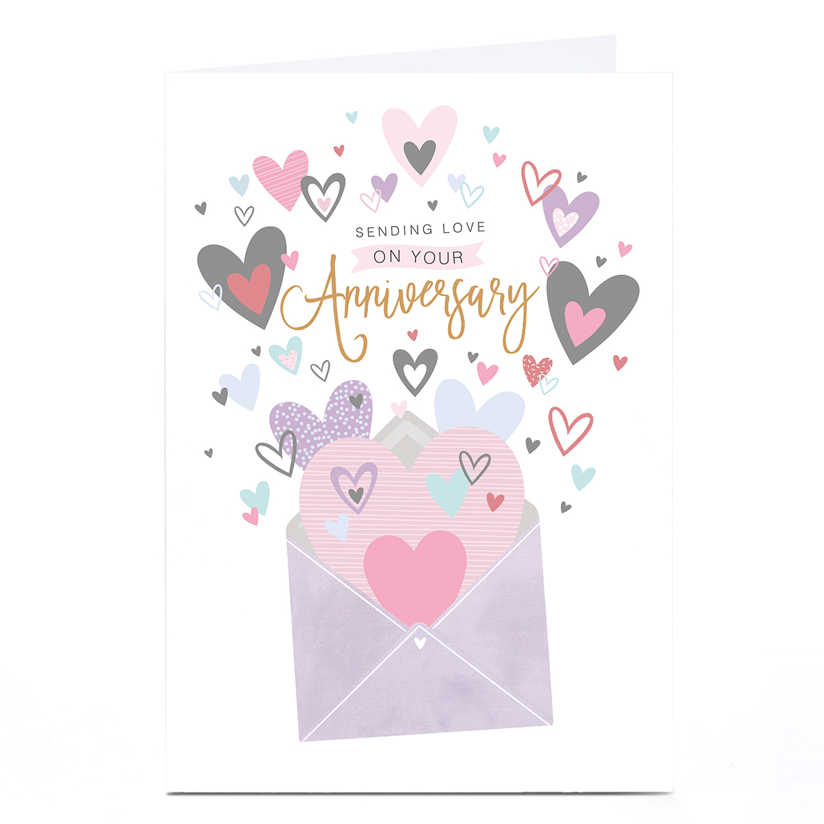 Personalised Anniversary Card - Envelope with Hearts