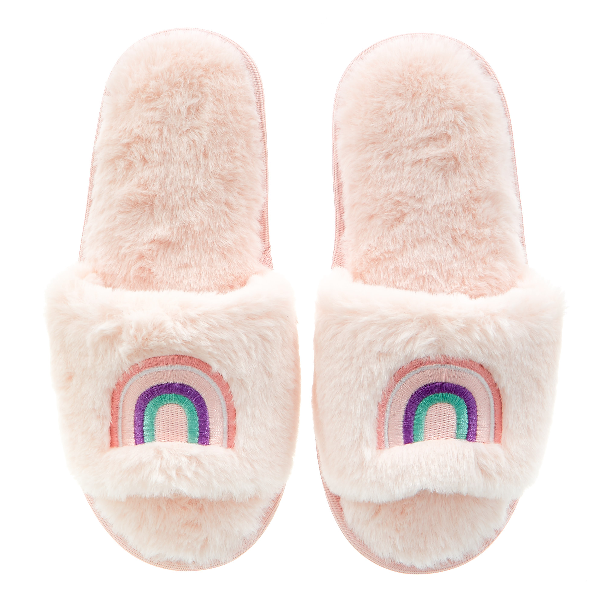 Happy Rainbows Fluffy Slider Slippers - Small