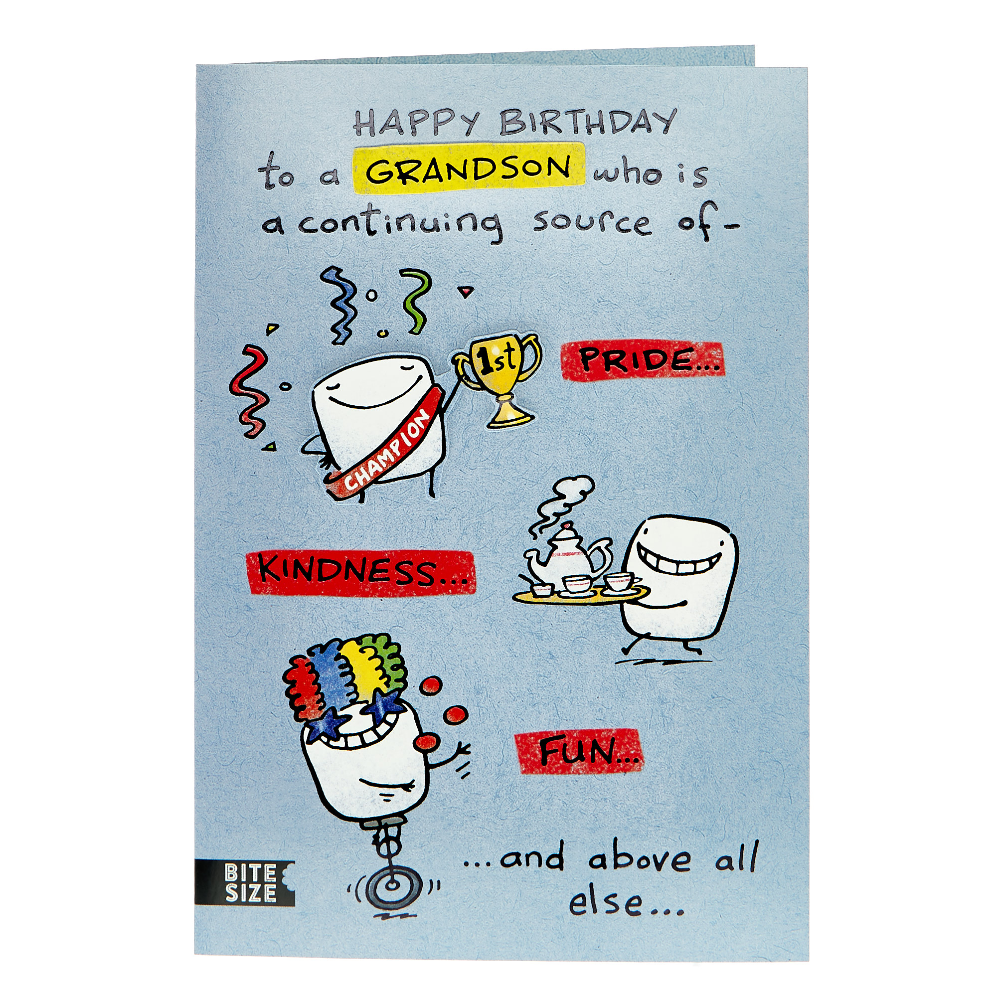 Birthday Card - Grandson Pride Kindness Fun