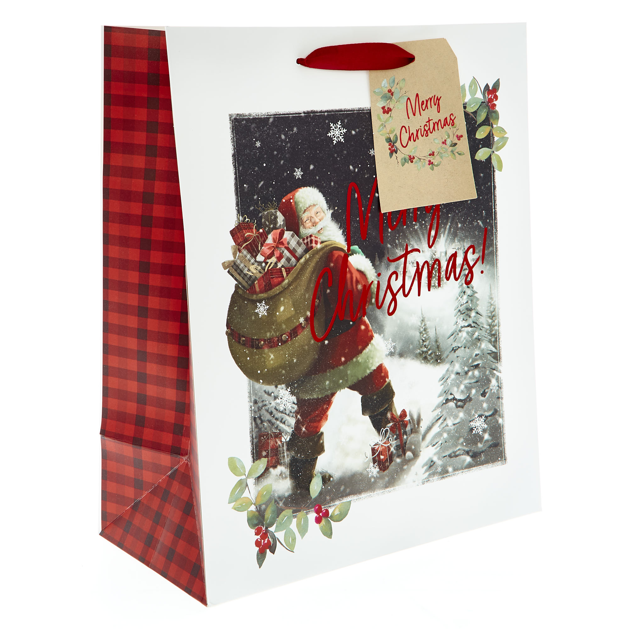 Large Portrait Traditional Santa Christmas Gift Bag