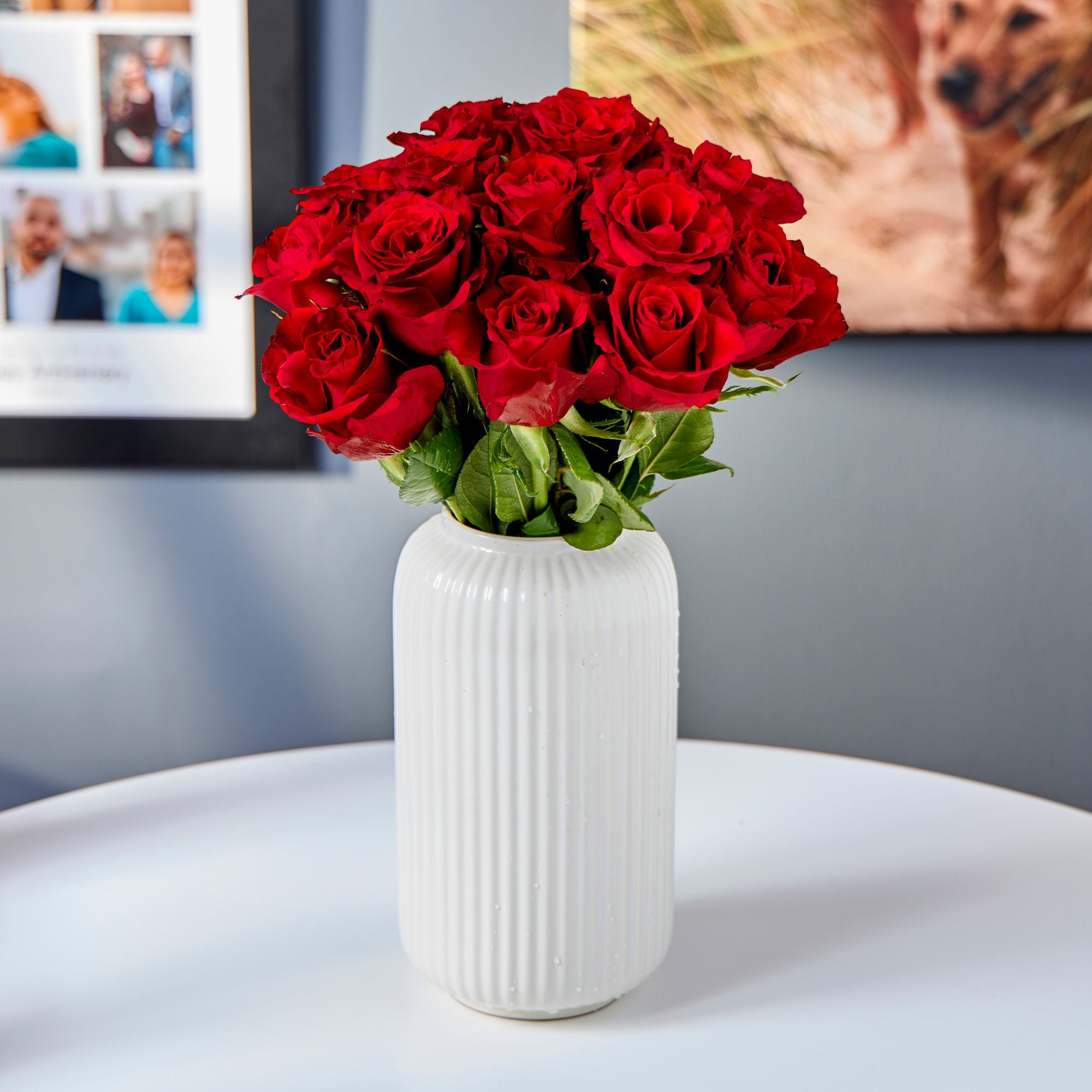 Blossoming Gifts 12 Hand-Tied Red Roses Flower Bouquet - Free Delivery!