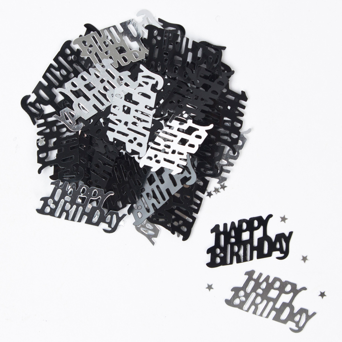 Black & Silver Happy Birthday Table Confetti
