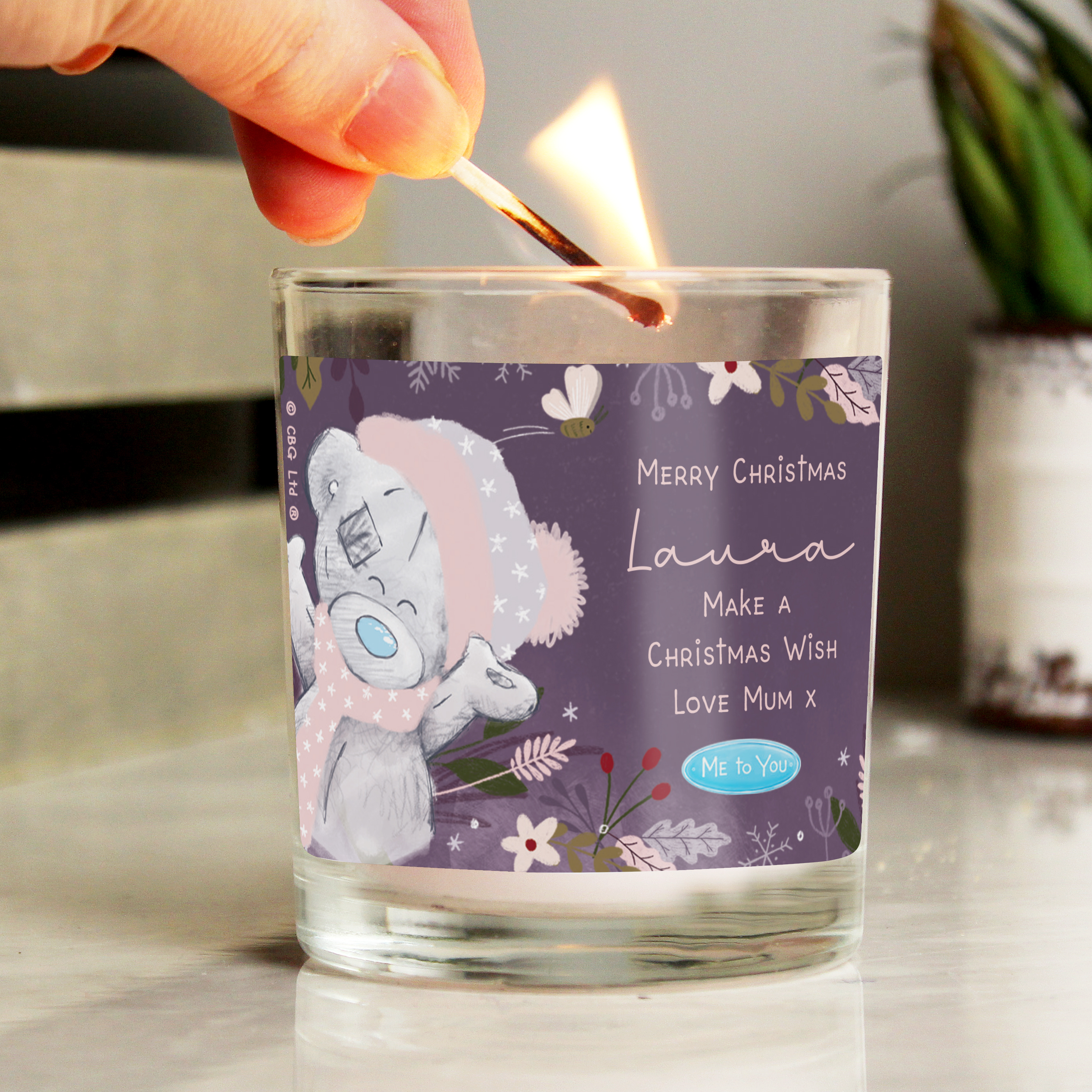 Personalised Me To You Tatty Teddy Cosy Winter Candle Jar