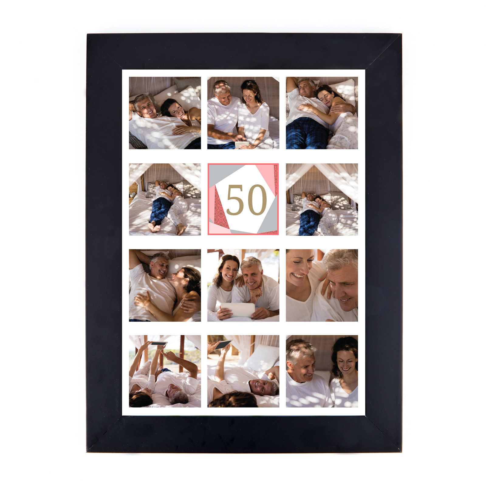 Personalised 50th Birthday Photo Print - Geometric, Pink