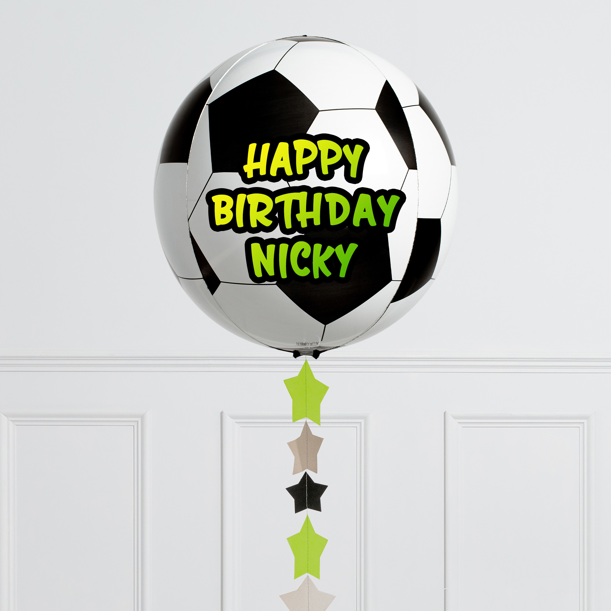 Personalised Football Star Party Orb Balloon - Delivered Inflated!