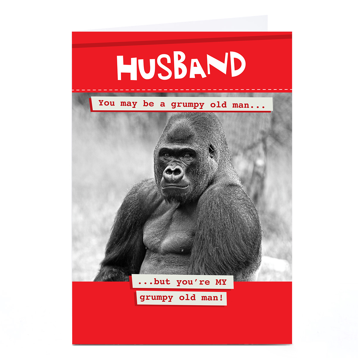 Personalised Valentine's Day Card - Husband Grumpy Gorilla 