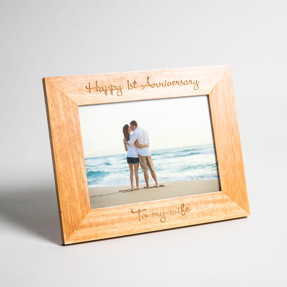 Personalised Engraved Wooden Photo Frame - Two Messages