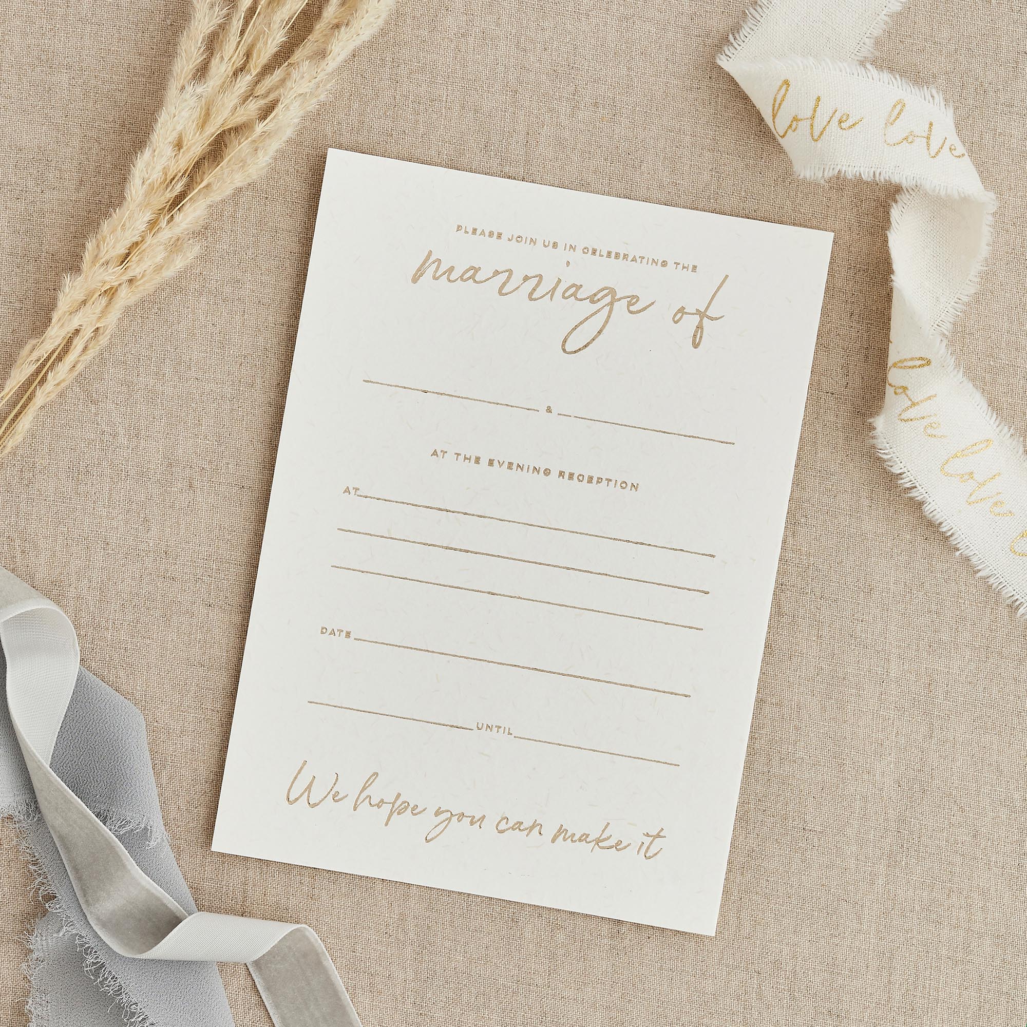 Gold Evening Reception Invitations - Pack of 20