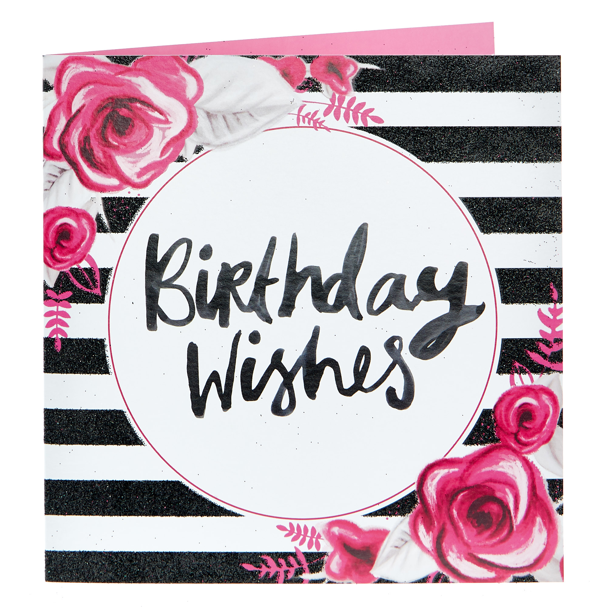 Birthday Card - Floral With Stripes