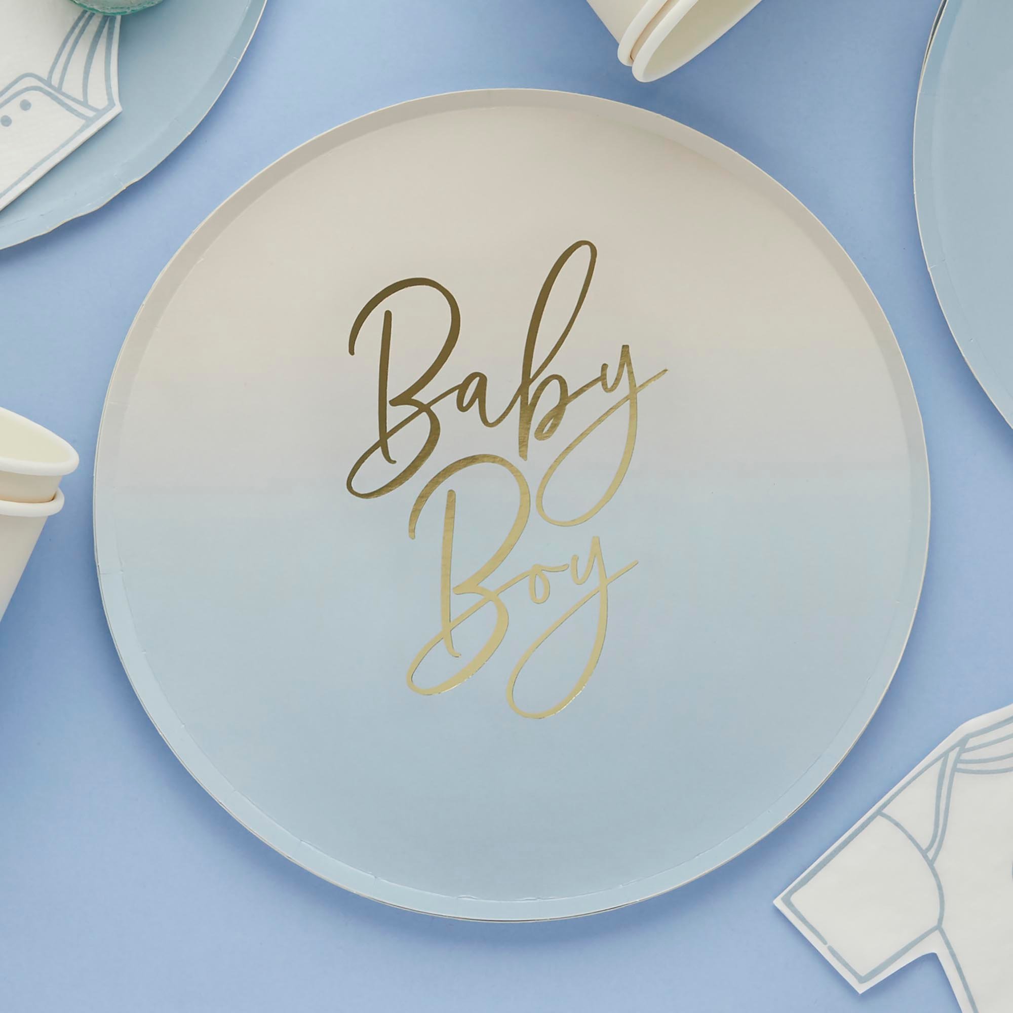 Blue Baby Boy Paper Plates - Pack of 8